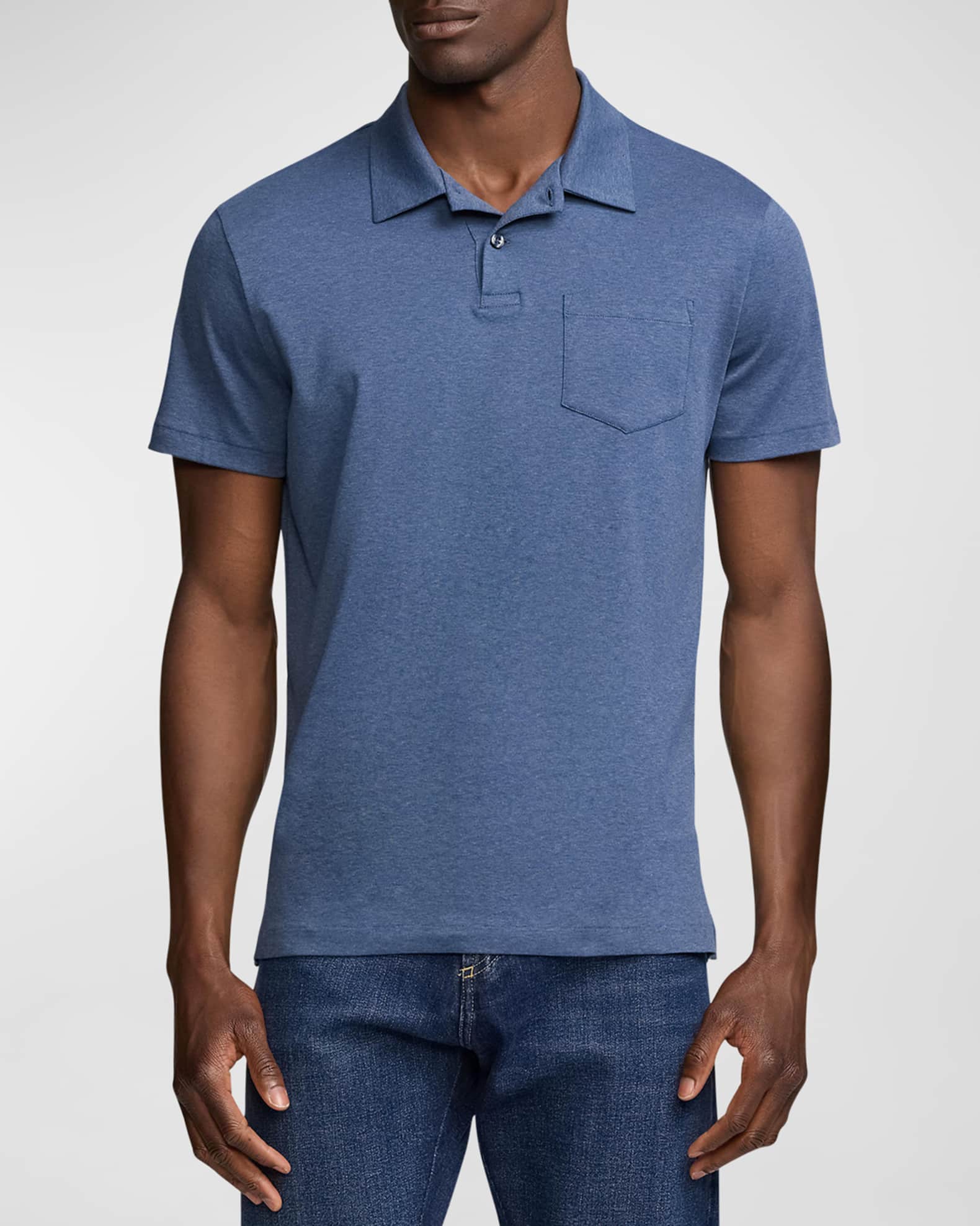 Ralph Lauren Purple Label Men s Interlock Cotton Polo T Shirt Supply Blue Melange Size Small