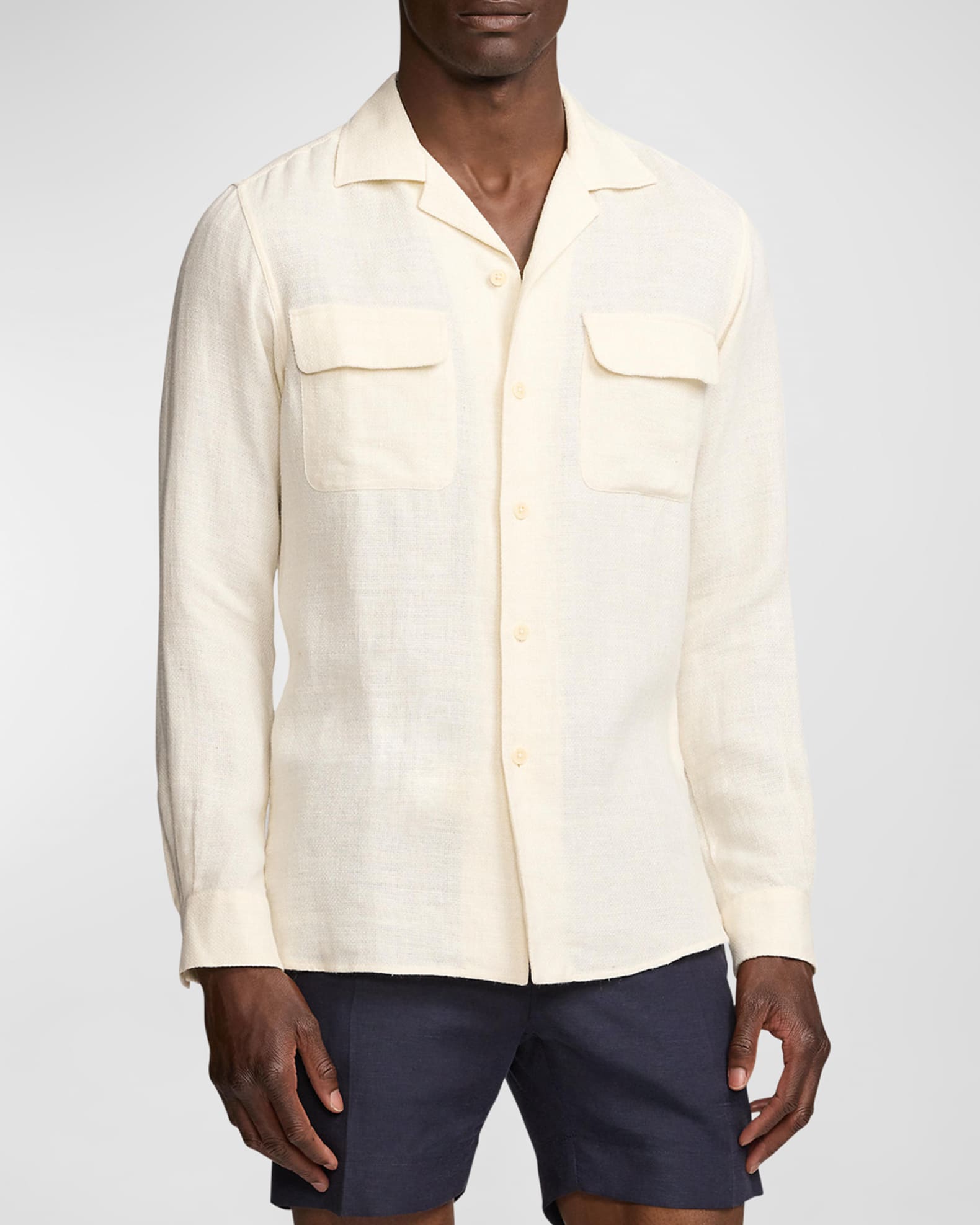 Ralph Lauren Purple Label Men's Textured Linen-Blend Camp