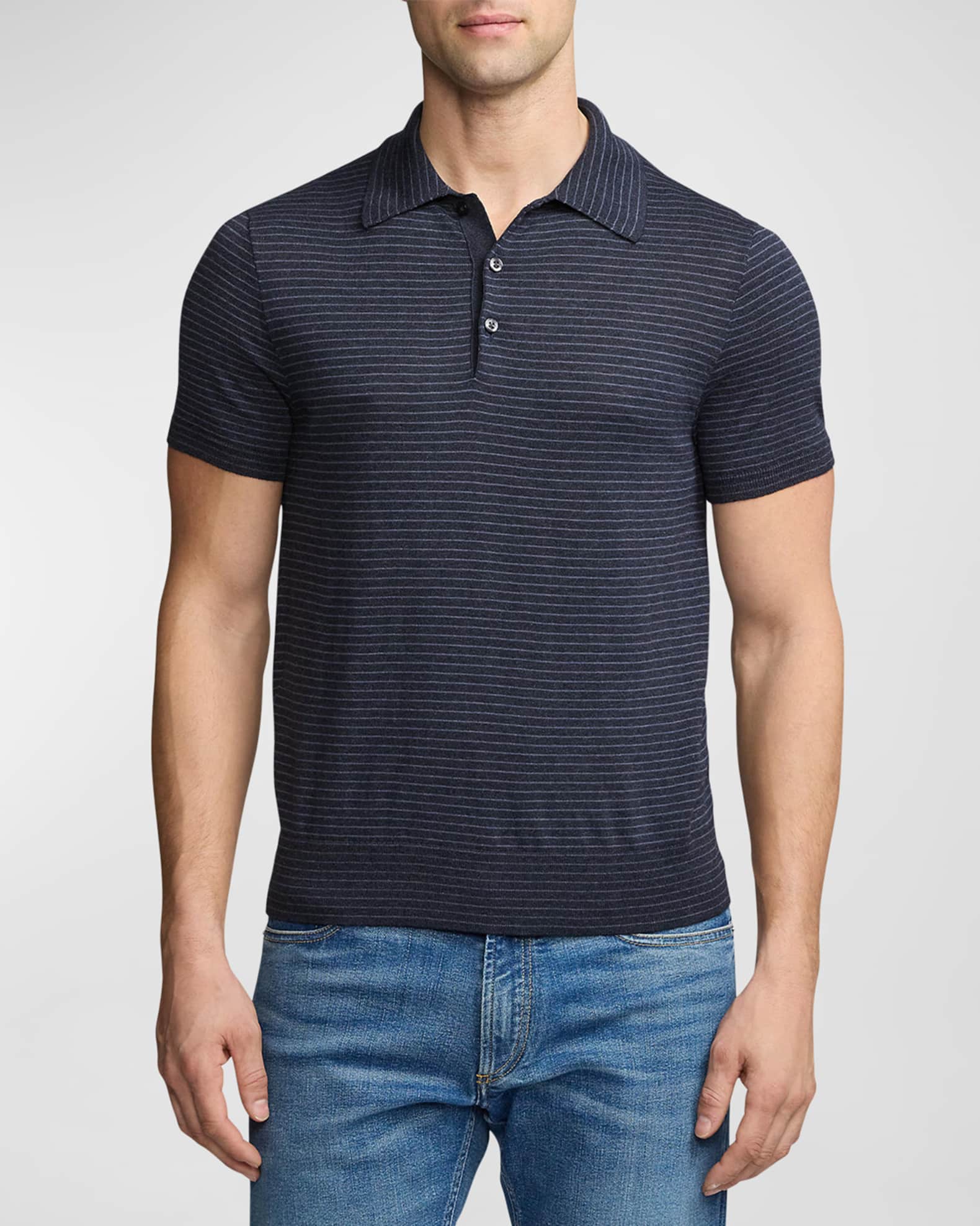 Tシャツ・カットソー Ralph Lauren Ralph Lauren Purple Label Silk Polo Ralph Lauren Purple Label Men's Striped Silk-Cotton Polo