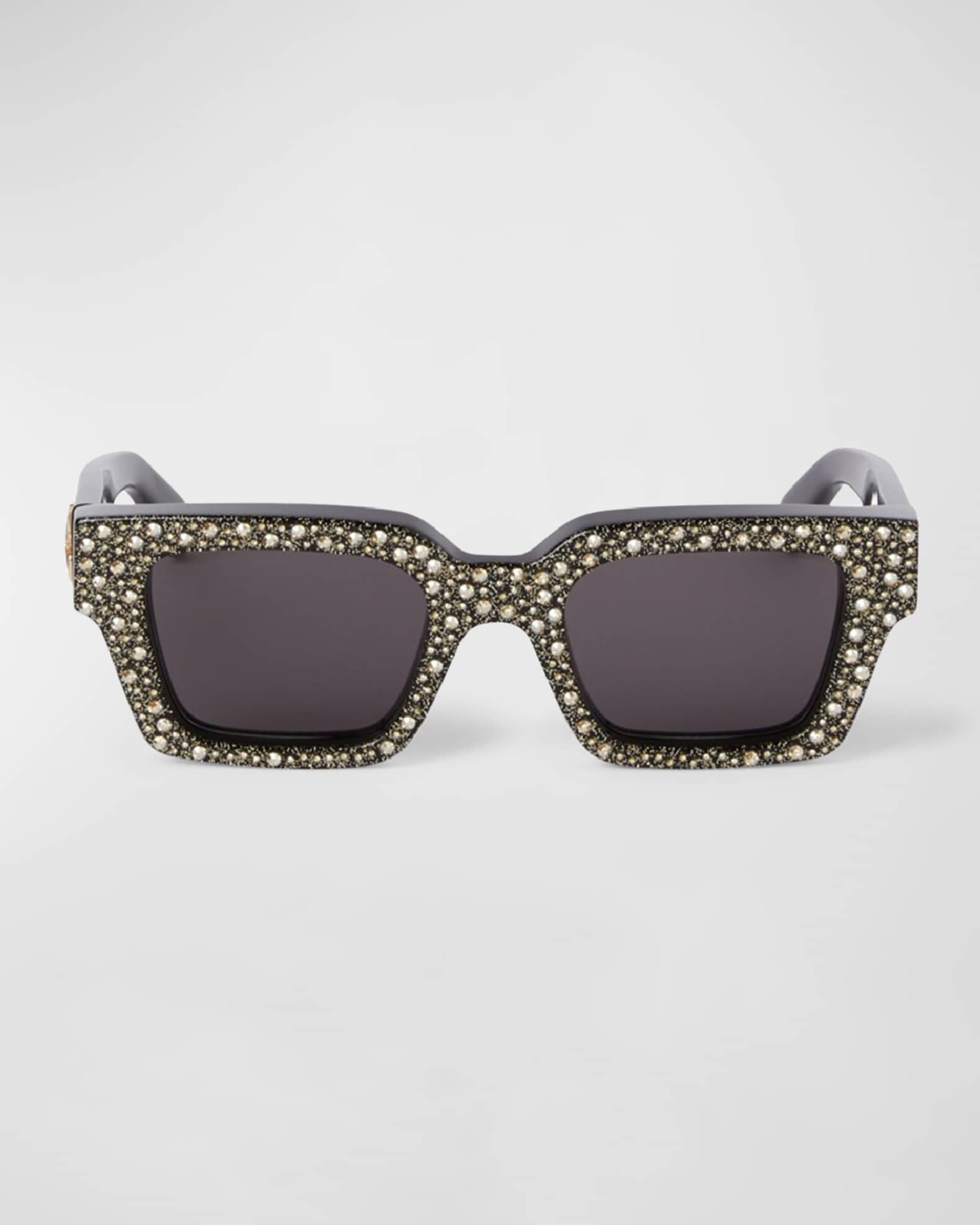 Men's Virgil Crystal and Acetate Rectangle Sunglasses 1