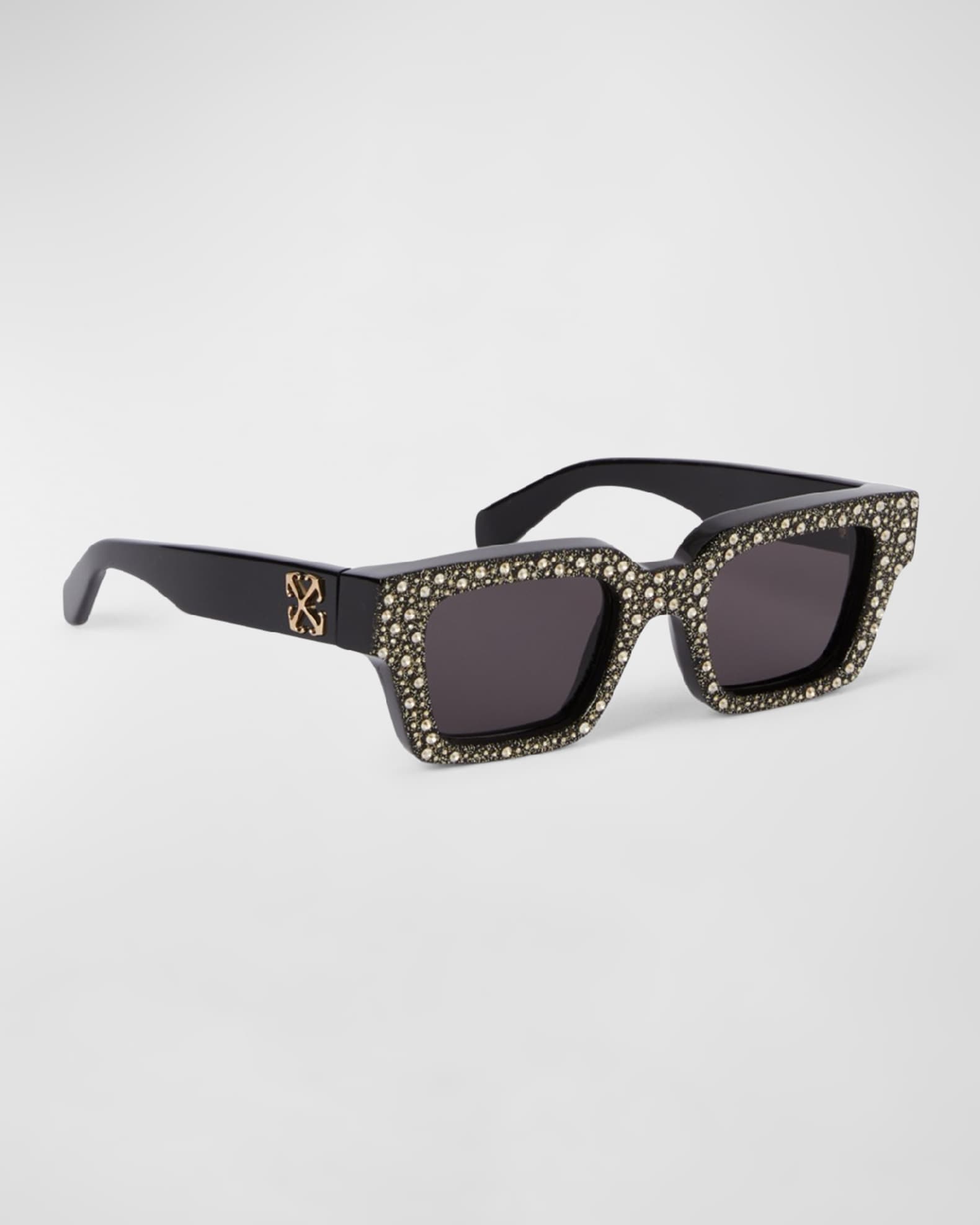 Men's Virgil Crystal and Acetate Rectangle Sunglasses 0