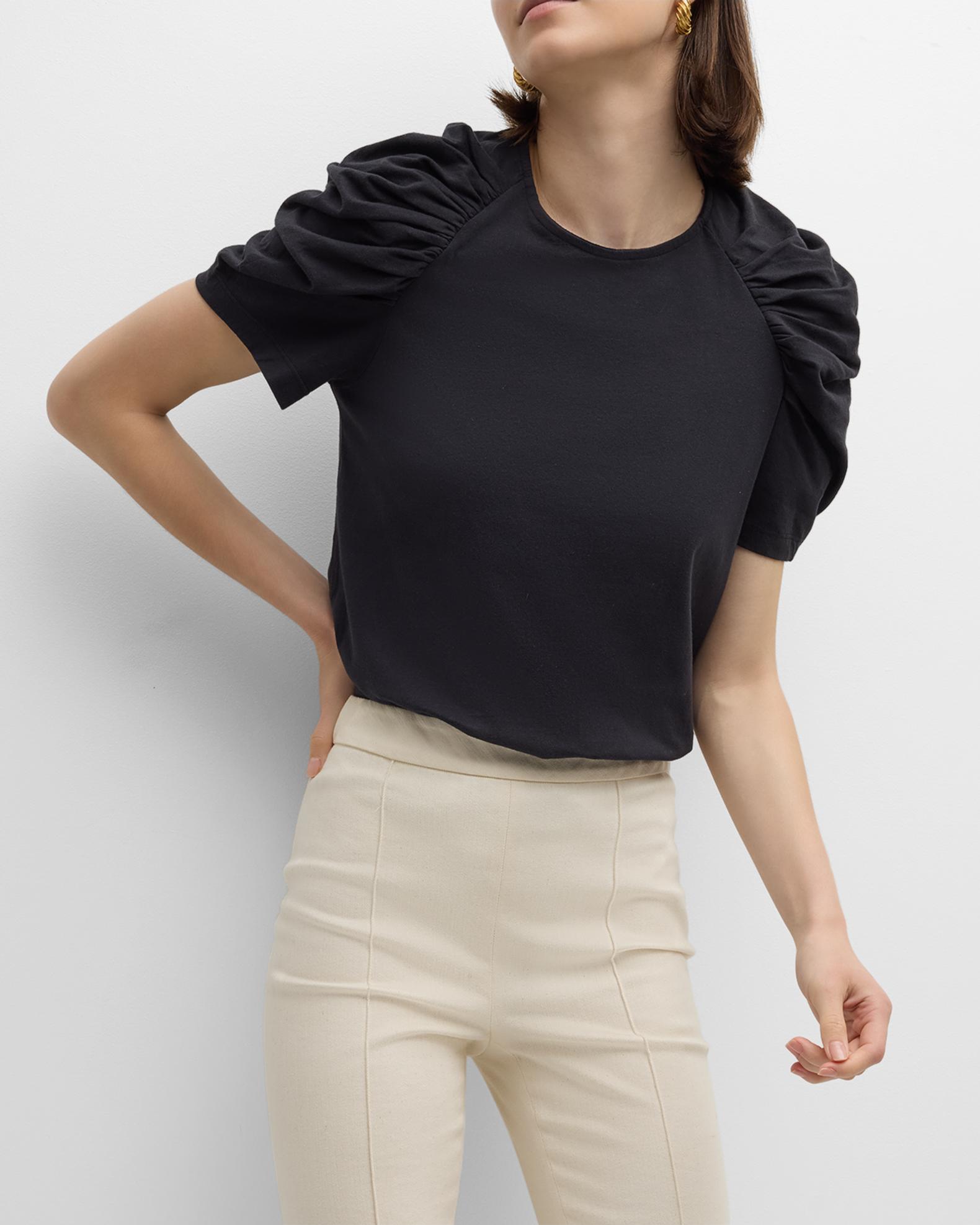 Merlette Ember Ruched-Sleeve Jersey Top | Neiman Marcus