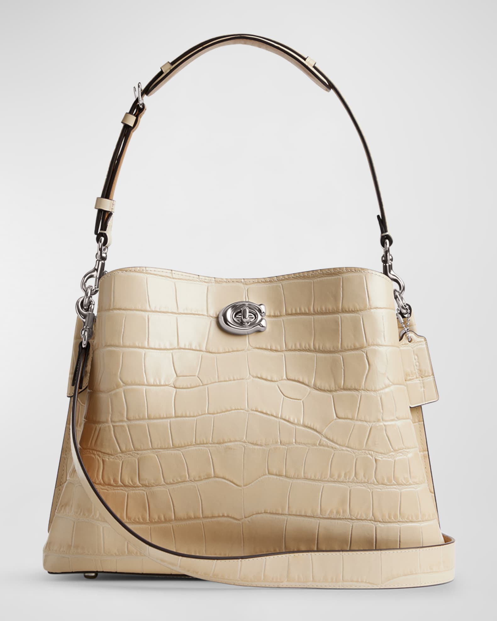 Willow Croc Embossed Leather Shoulder Bag