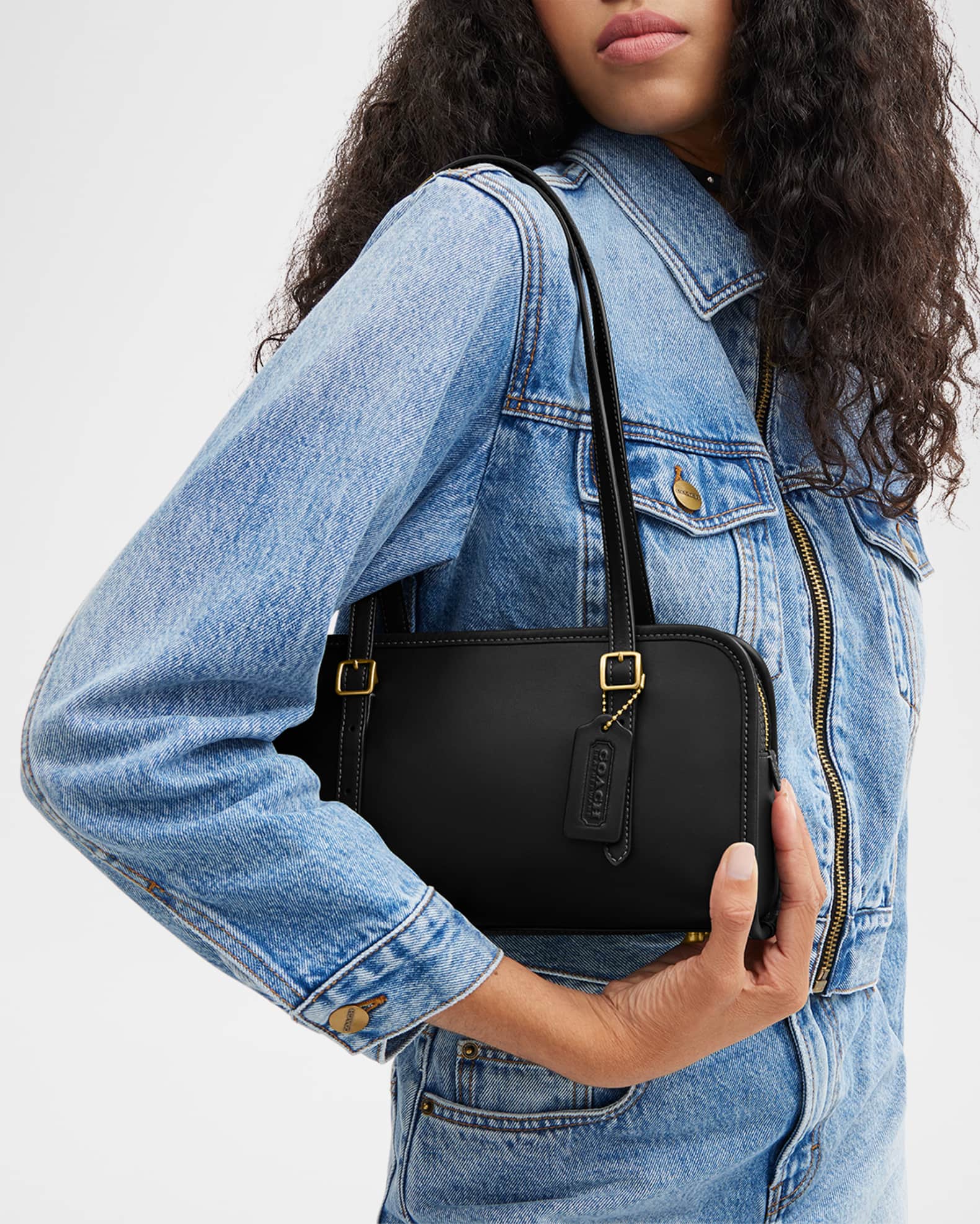 Swing Zip Leather Shoulder Bag 1