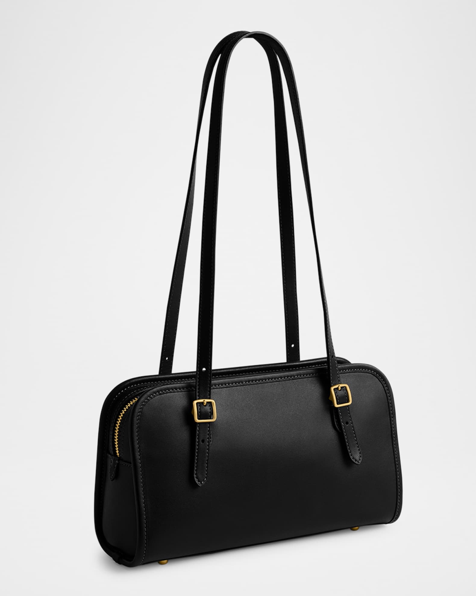 Swing Zip Leather Shoulder Bag