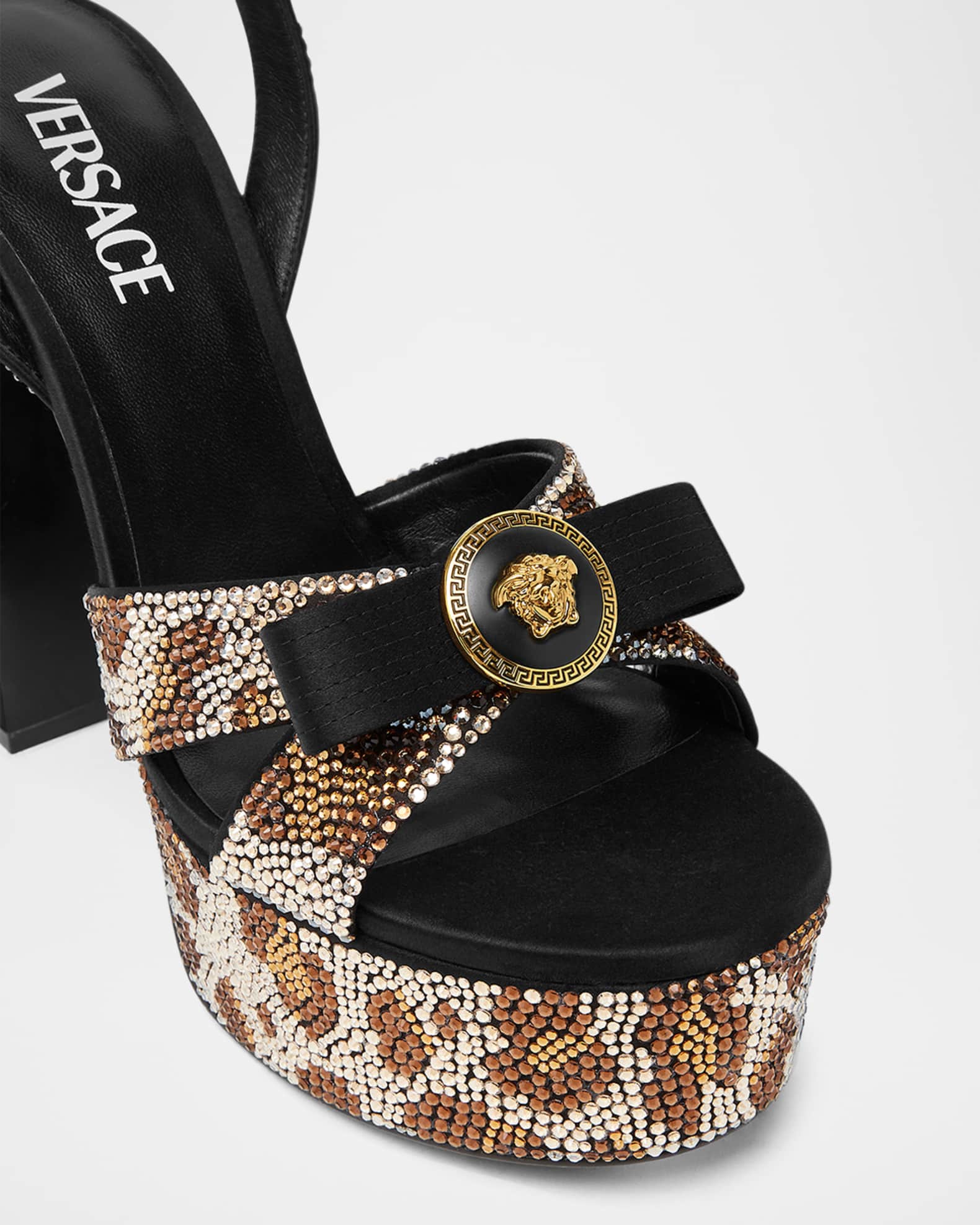 Gianni Leopard Strass Platform Sandals