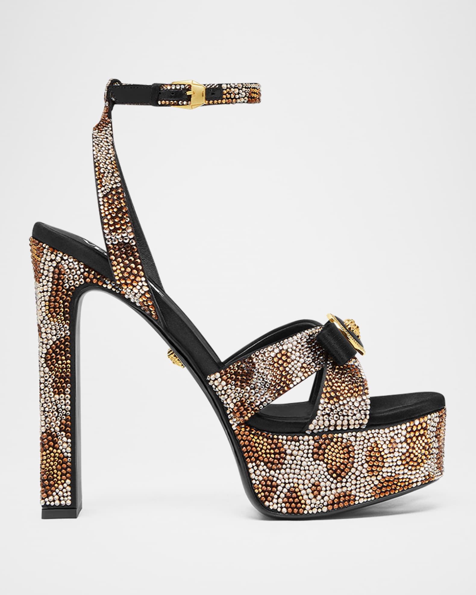 Gianni Leopard Strass Platform Sandals 0