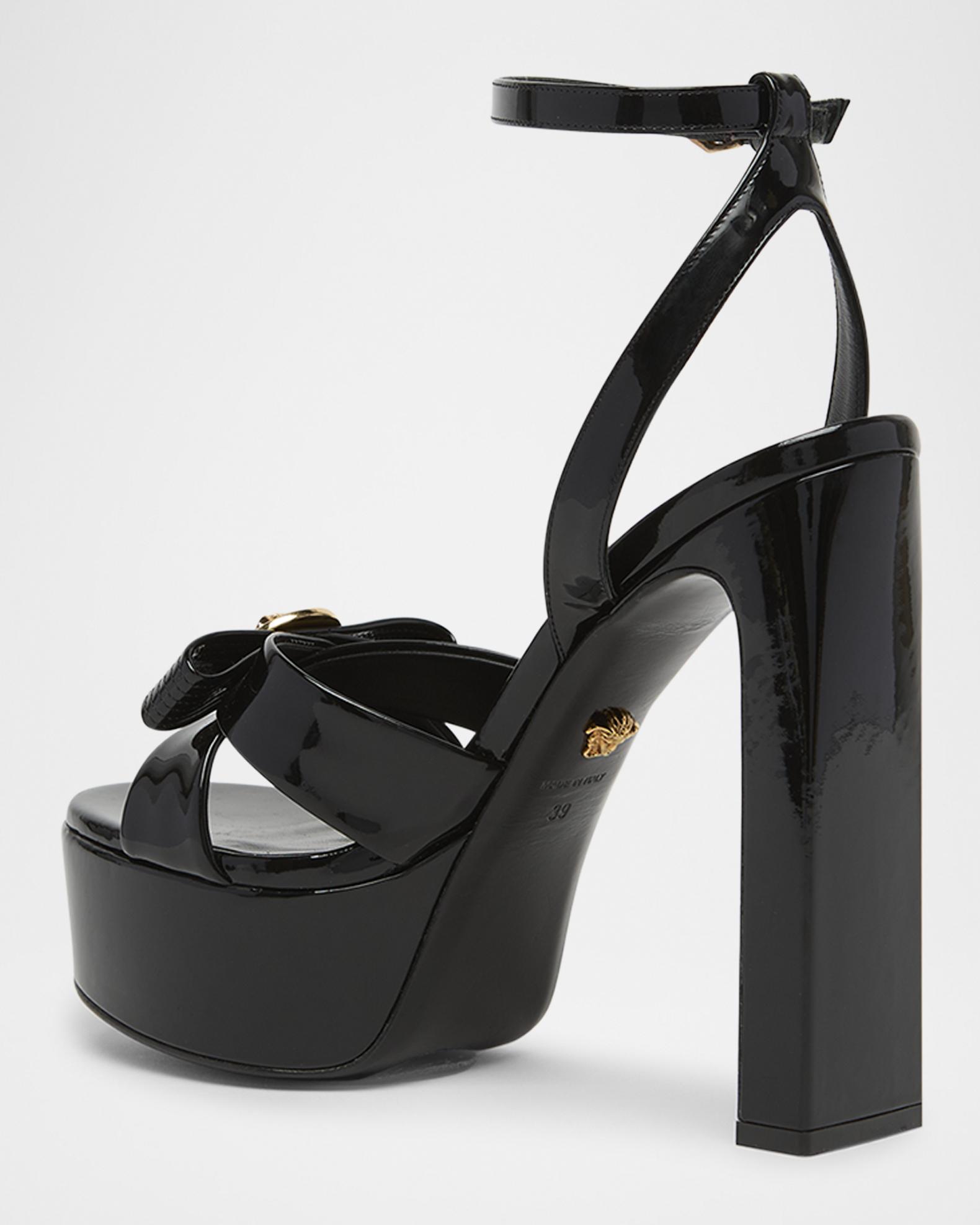 Versace Gianni Patent Bow Platform Sandals | Neiman Marcus