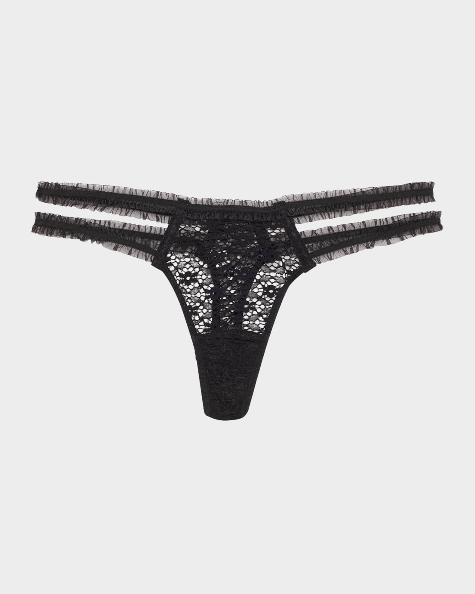 Chante Ruffle-Trim Lace Thong 0