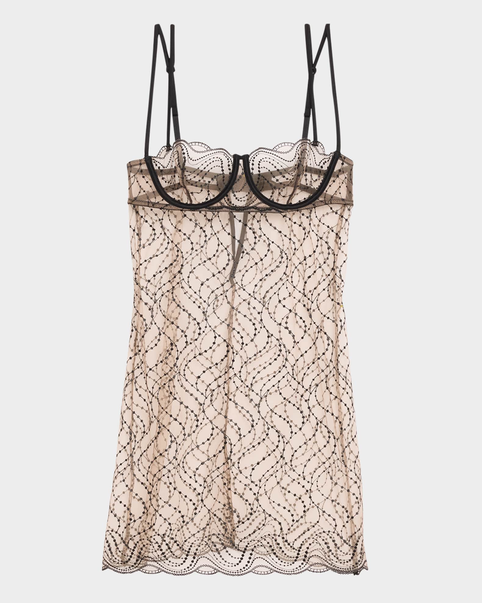 Ondule Embroidered Mini Slip Dress 0