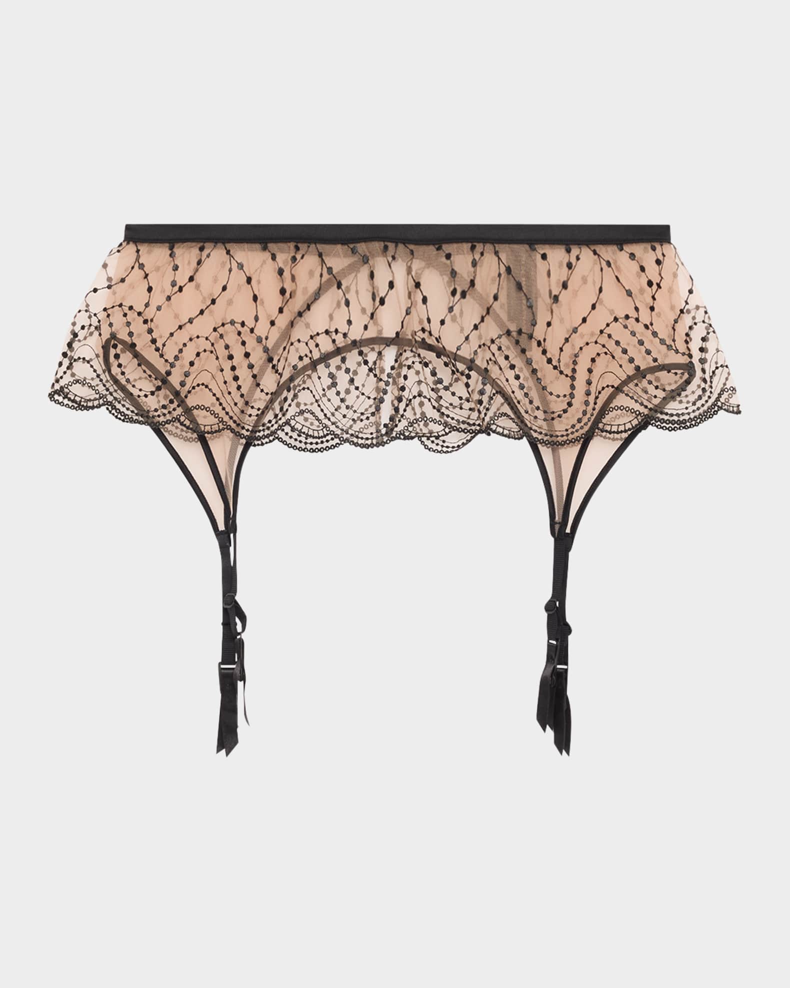 Ondule Embroidered Tulle Garter Straps 0