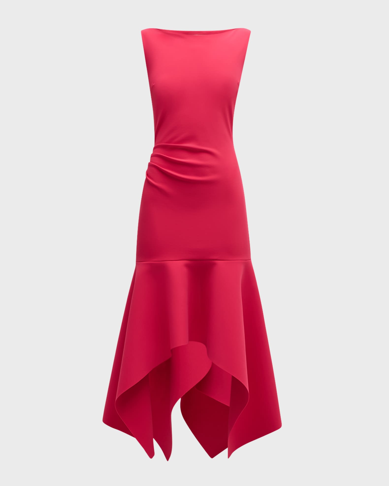 Chiara Boni La Petite Robe Boat Neck Handkerchief Midi Dress Pink