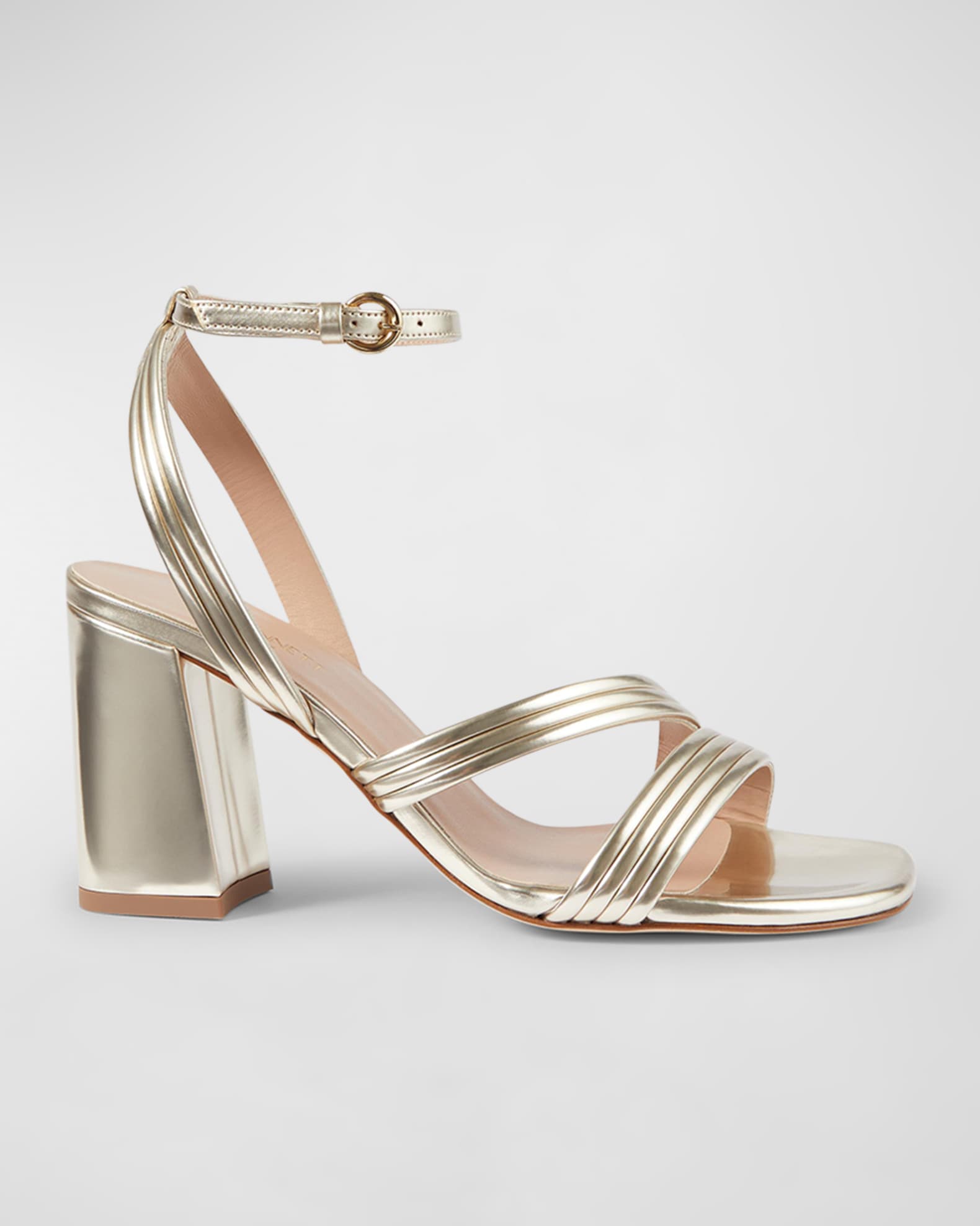 LK Bennett Edita Metallic Ankle Strap Sandals Neiman Marcus