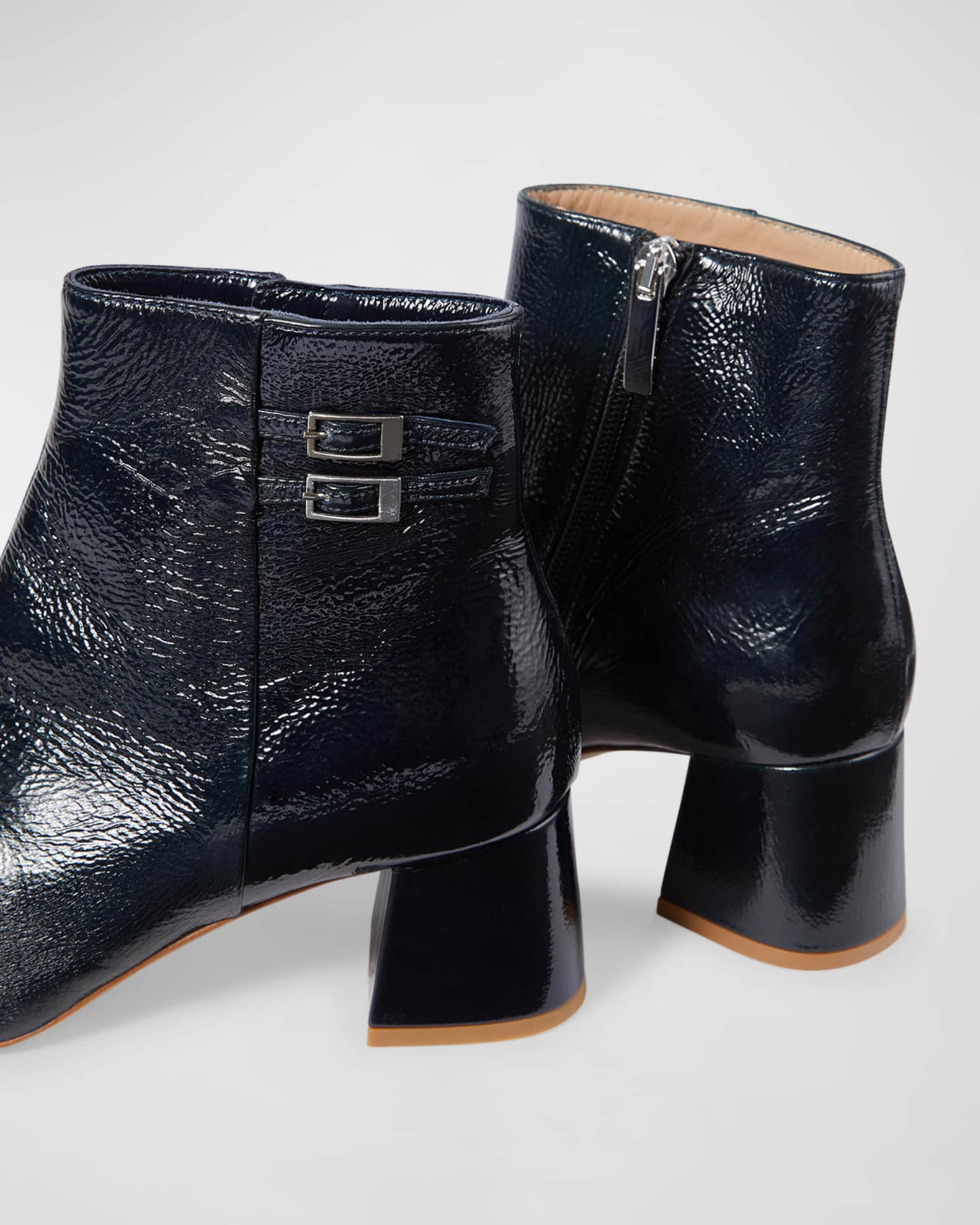 LK Bennett Missy Glossy Buckle Ankle Boots Neiman Marcus