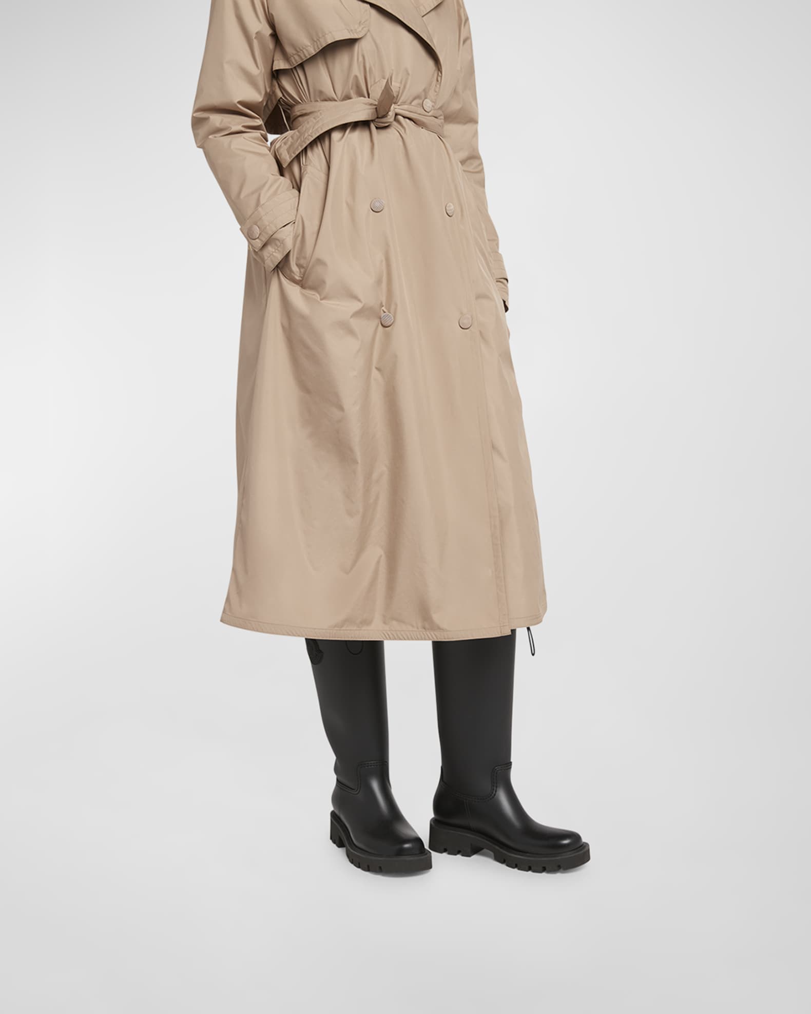 ロングブーツ MONCLER Kickstream rubber rainboots Moncler Kickstream Leather Tall Rain Boots - Bergdorf Goodman