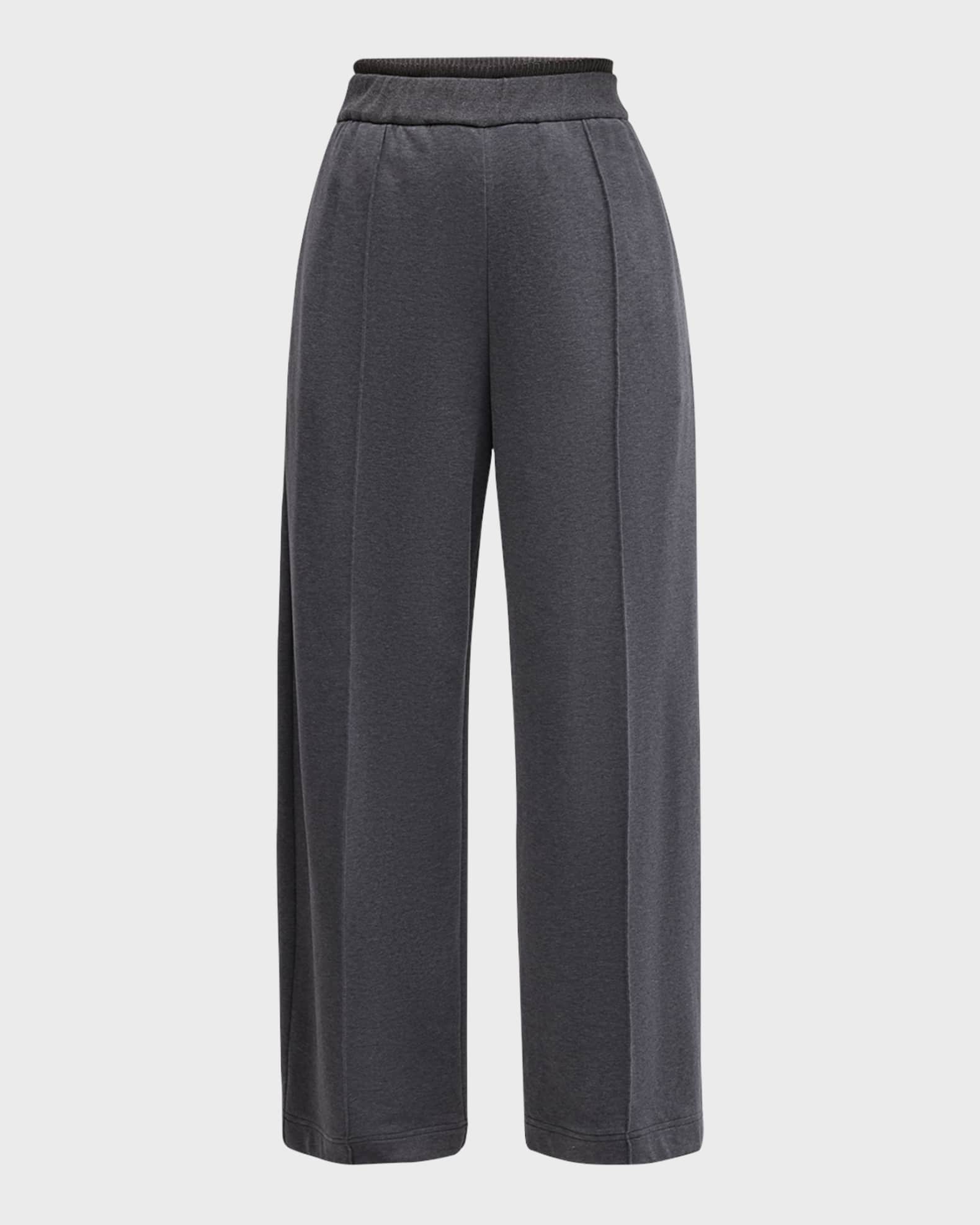 Monili Waistband Felpa Wide-Leg Pull-On Pants 0