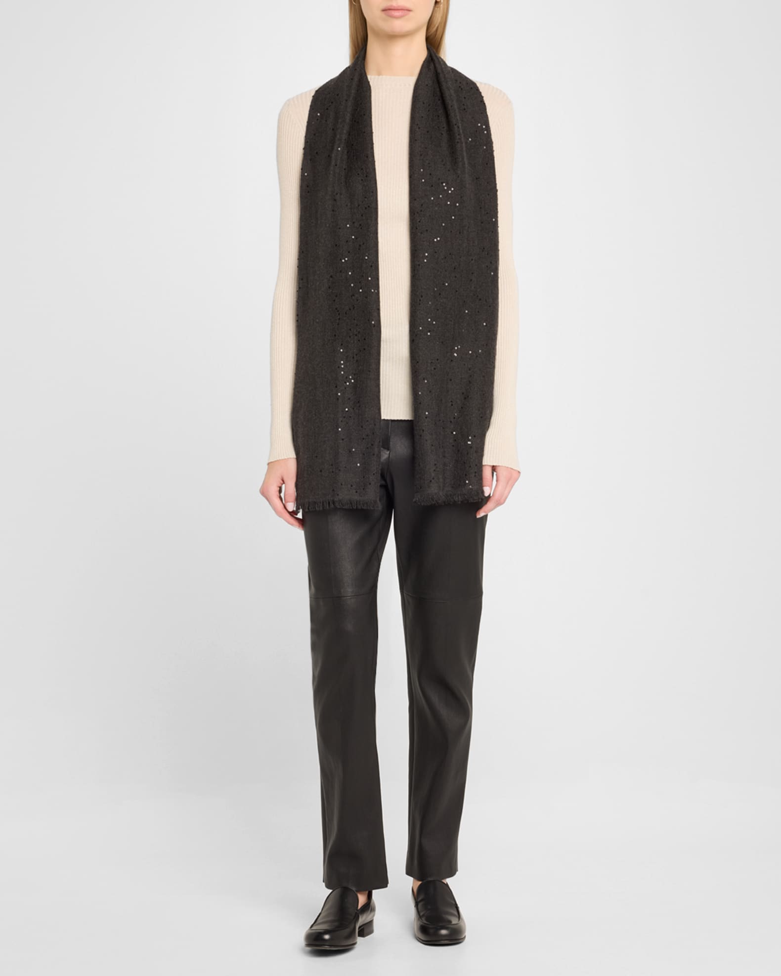 Cashmere Silk Scarf with Paillette Details 1