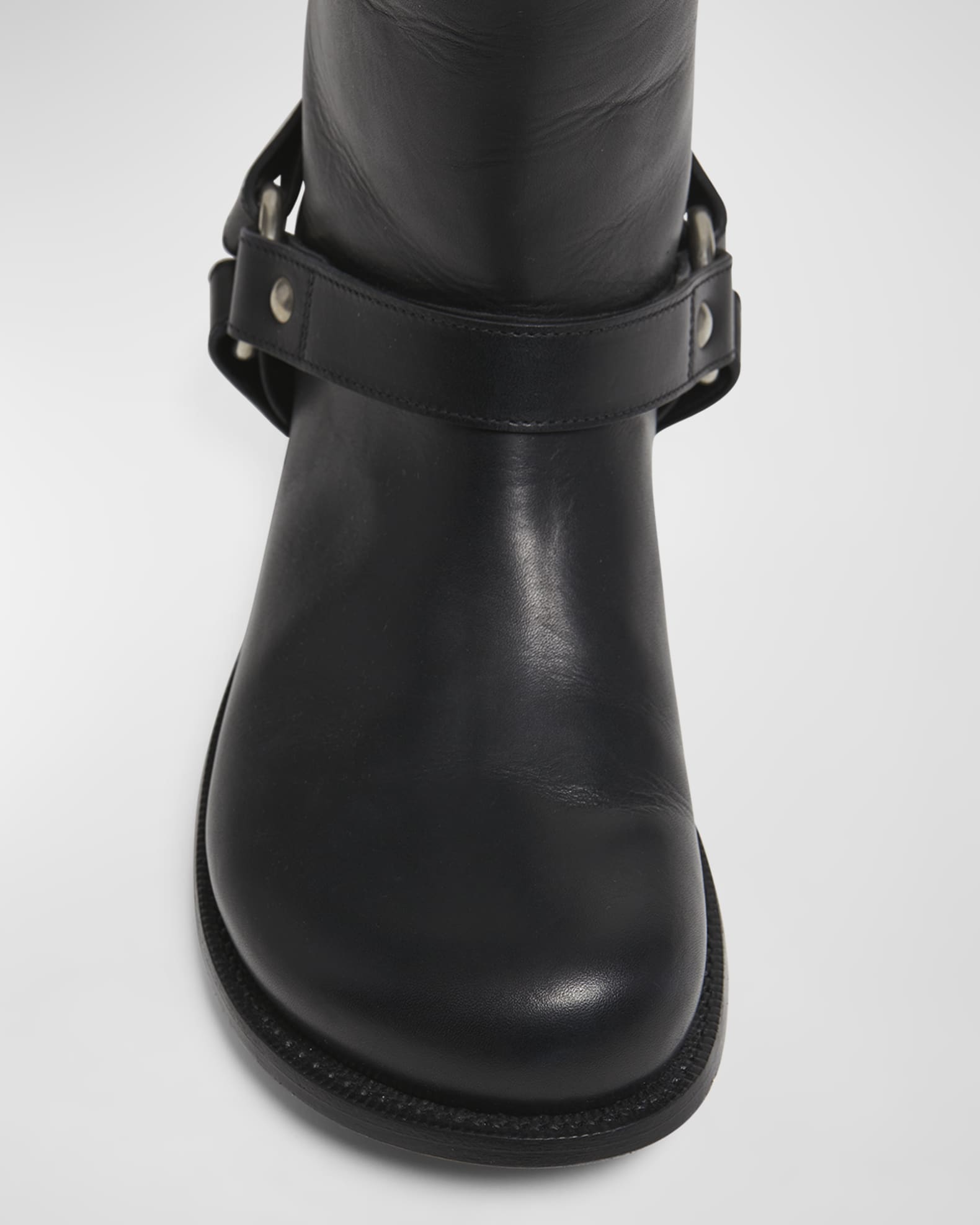 Loewe Campo Leather Harness Biker Boots | Neiman Marcus
