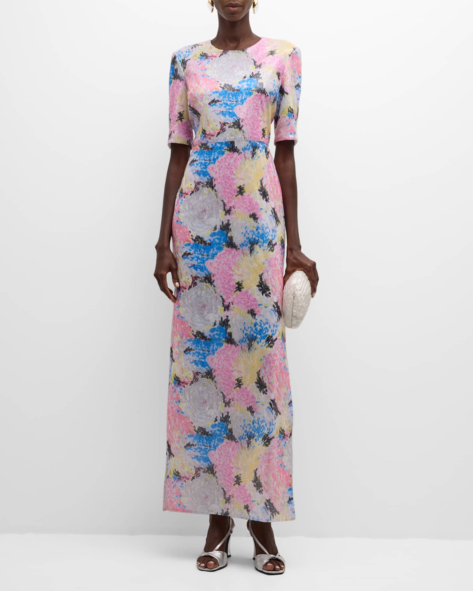 Austin jacquard angel sleeve maxi dress clearance