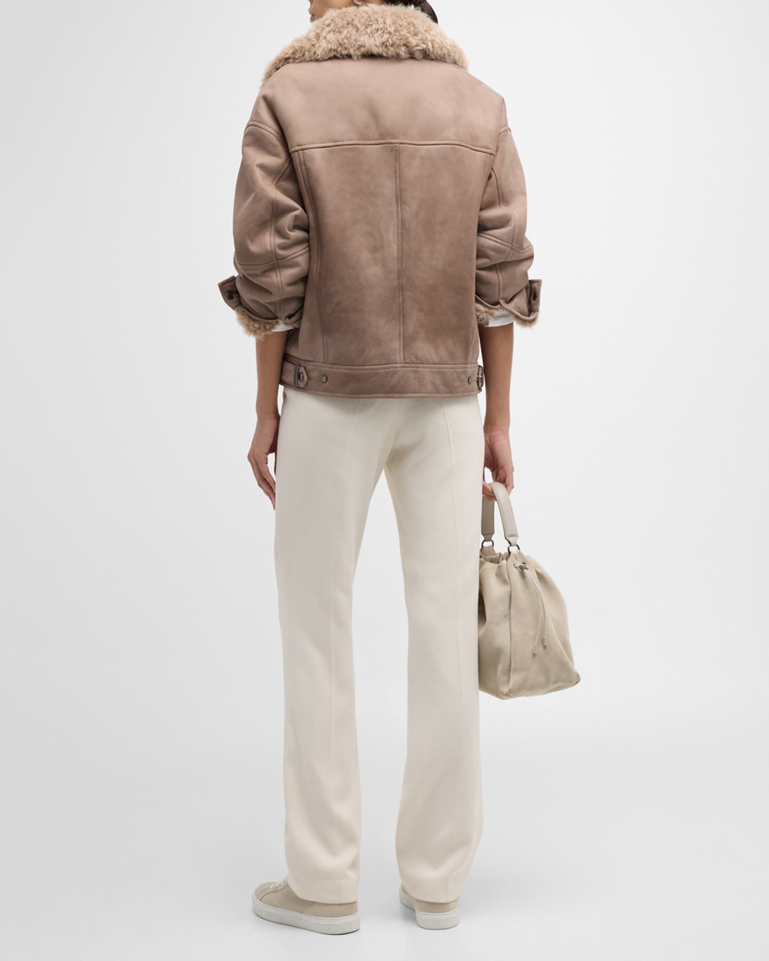 Suede shearling moto jacket shop