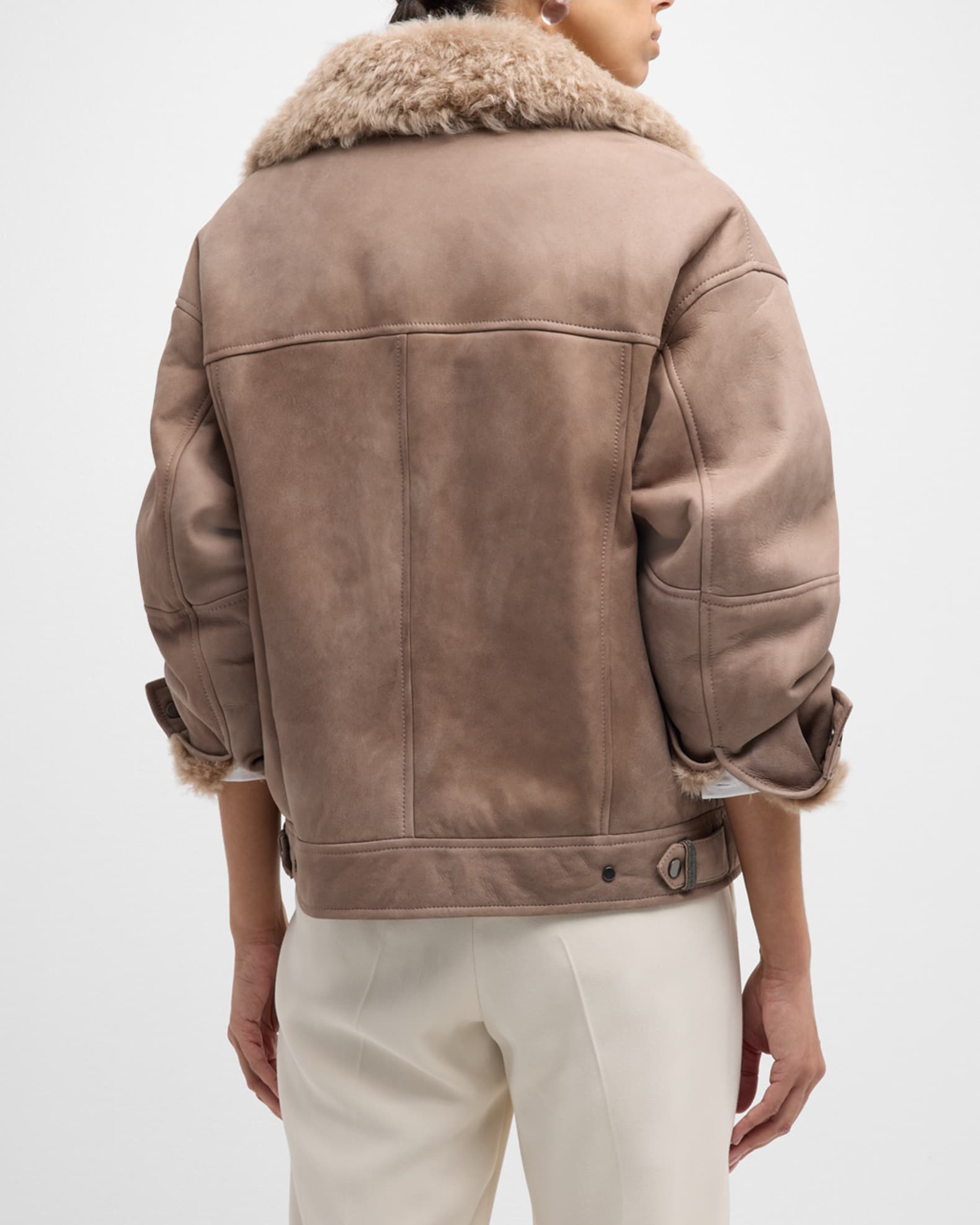 Suede shearling moto jacket cheap