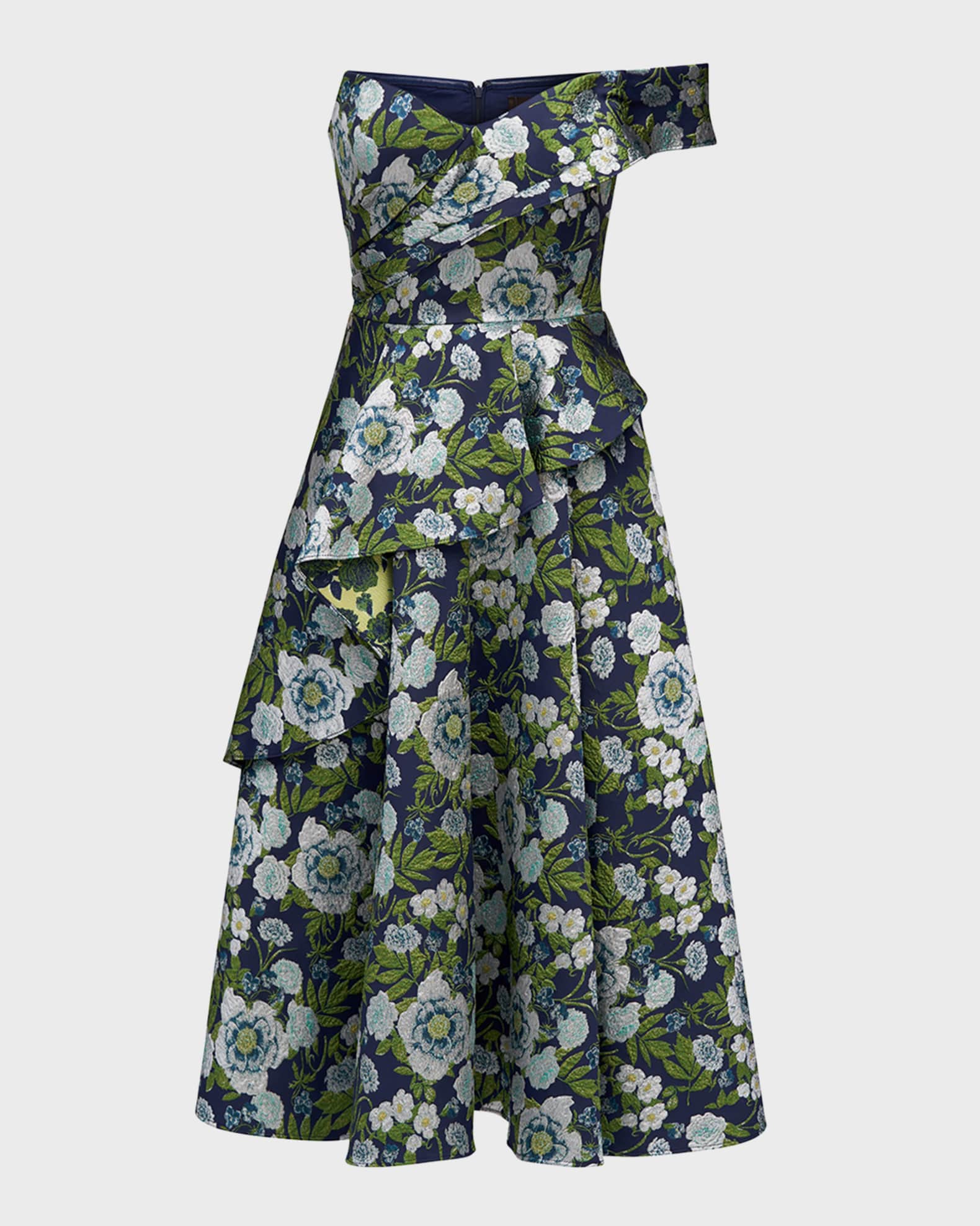 Tatum Floral Peplum A-Line Midi Dress  0