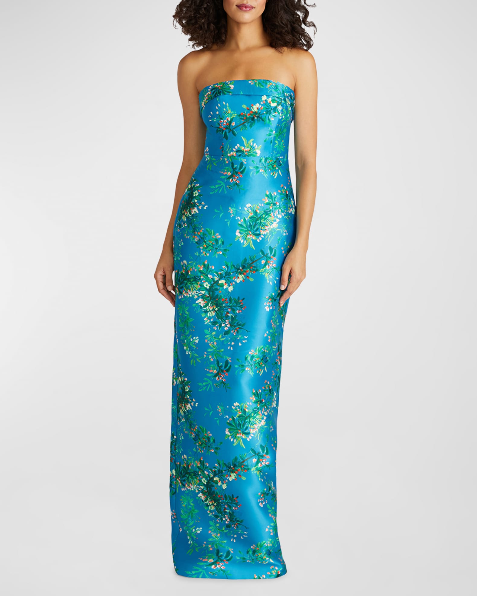 Theia Cleo Strapless Floral Column Gown