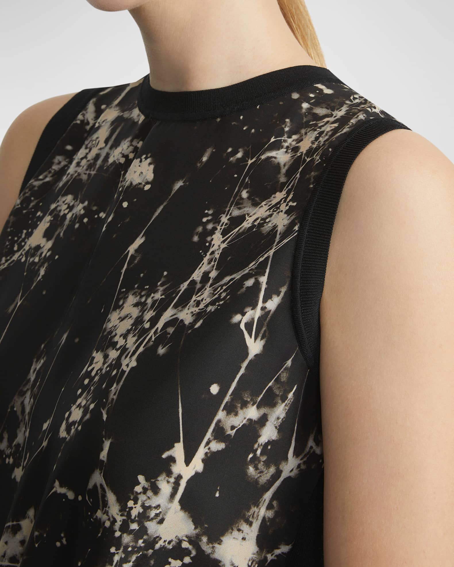Lafayette 148 New York Splatter-Print Crewneck Shell | Neiman Marcus