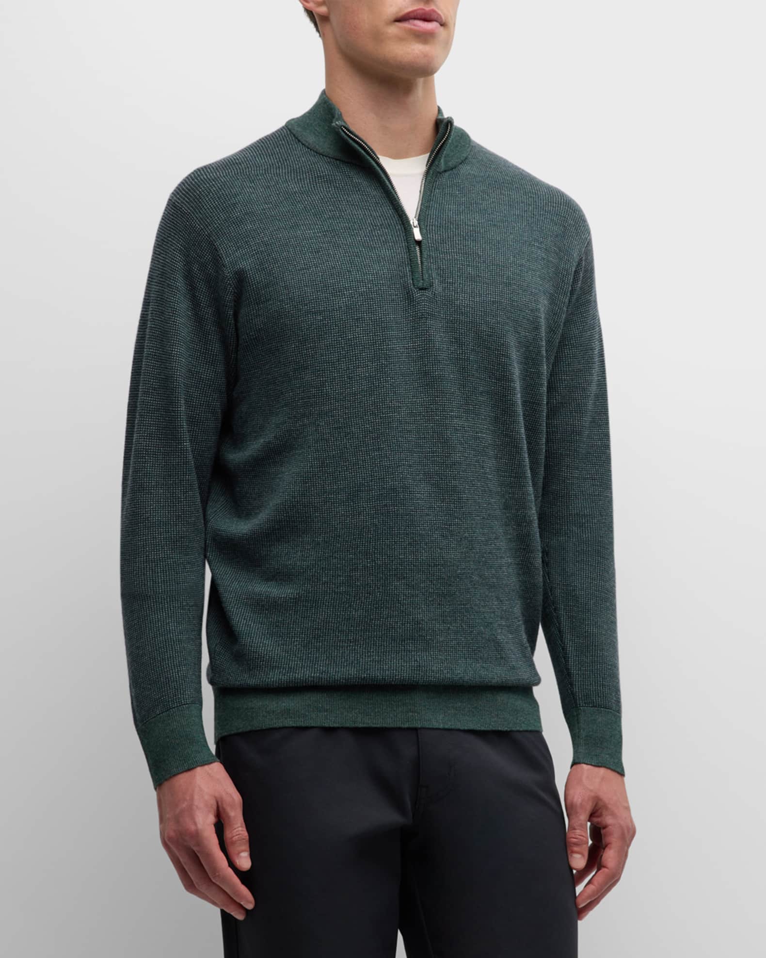 Club Room Mens Birdseye Quarter Zip Pullover Green Size Xx Large main image 0