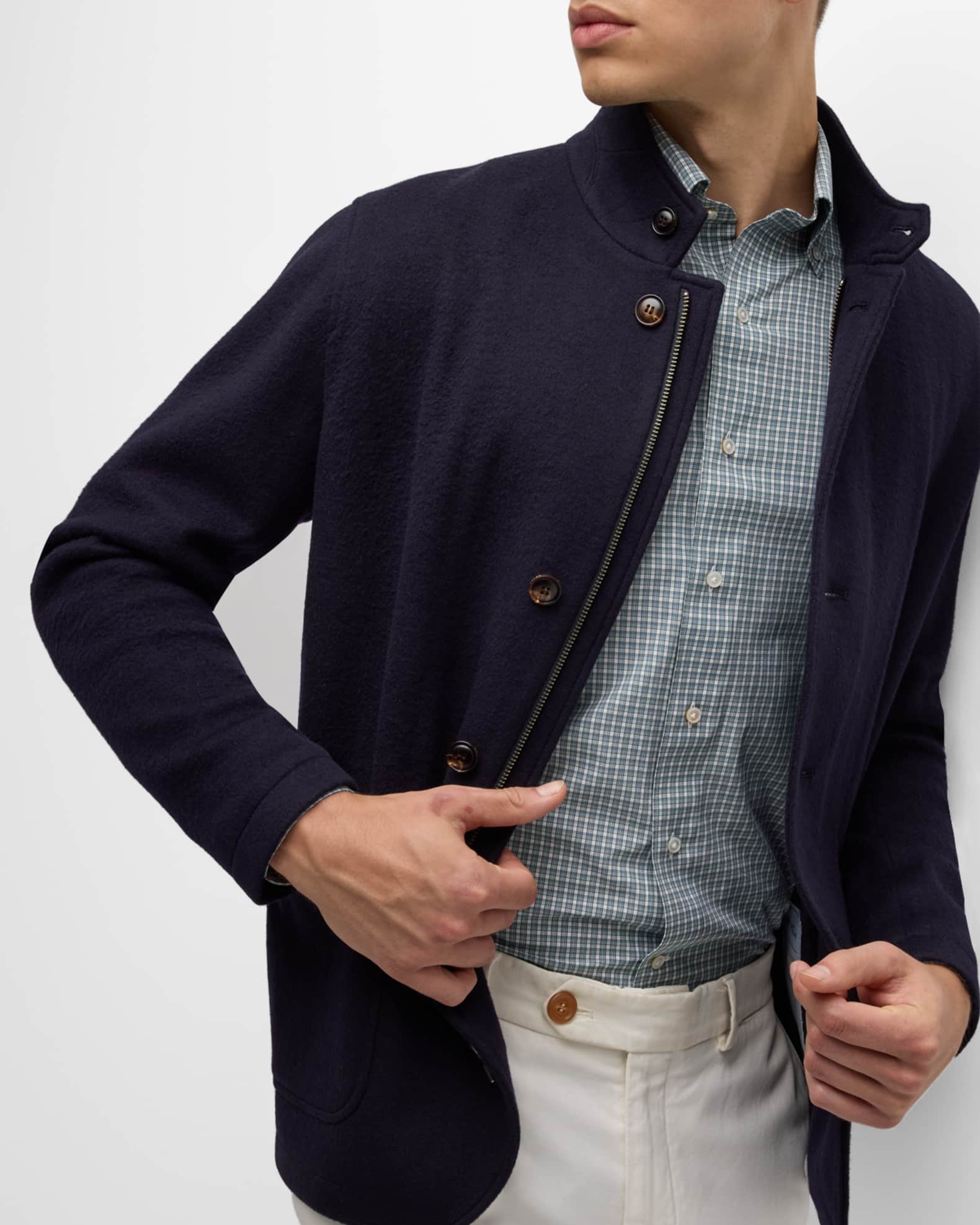 Peter Millar Men's Crown Flex Fleece Zip Blazer | Neiman Marcus