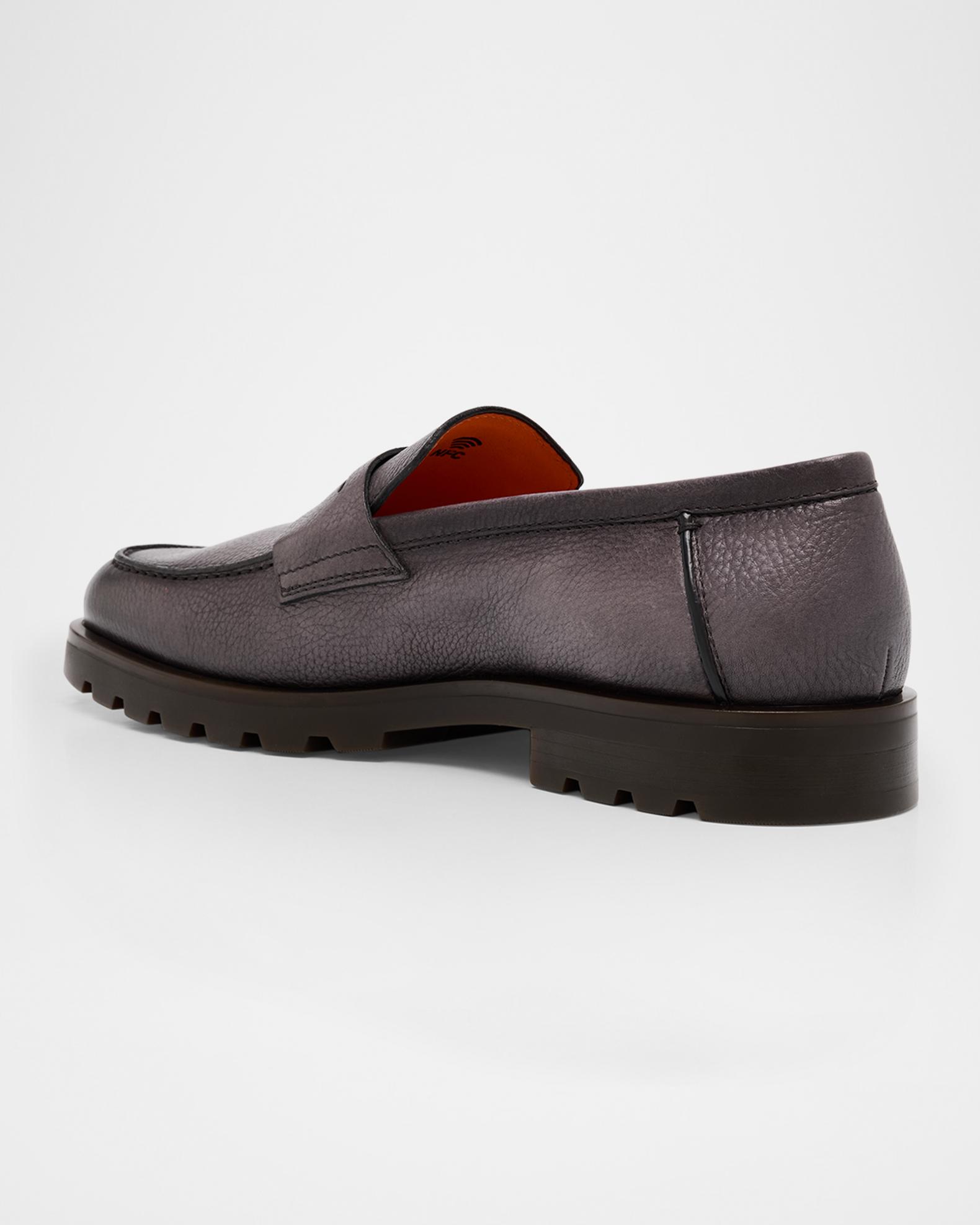 Santoni Goodyear Penny Loafers Dress Shoes Slip On 7.5 US Gray Suede Italy Work Santoni Men main image 2