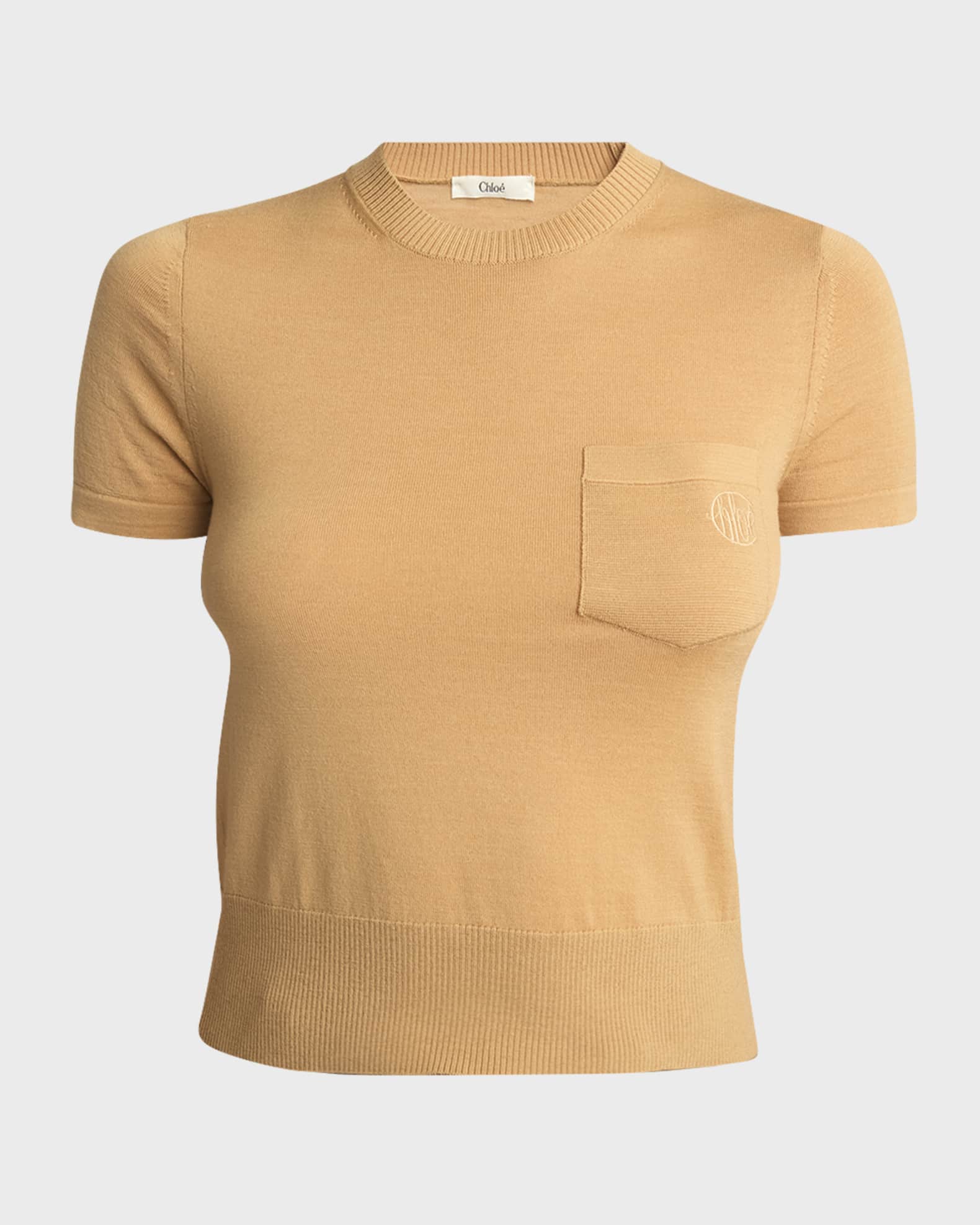 Chloe Wool Knit Short-Sleeve Sweater