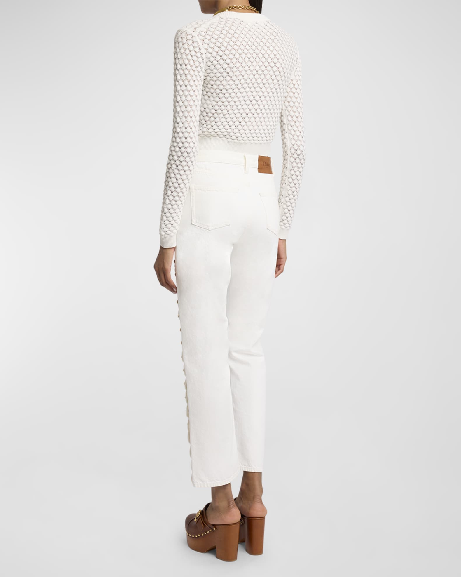 Button-Side Straight-Leg Ankle Denim Pants
