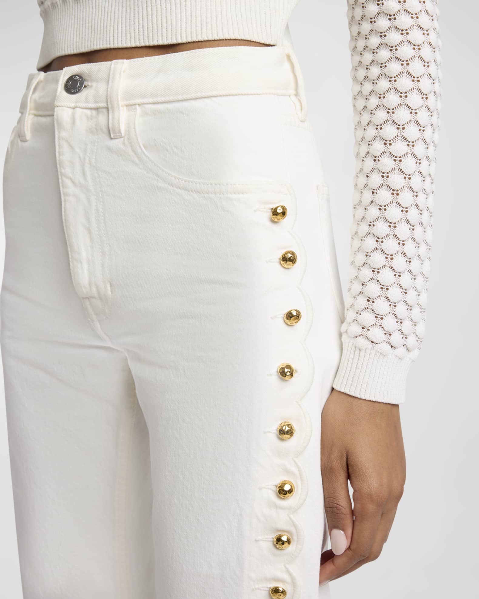 Button-Side Straight-Leg Ankle Denim Pants