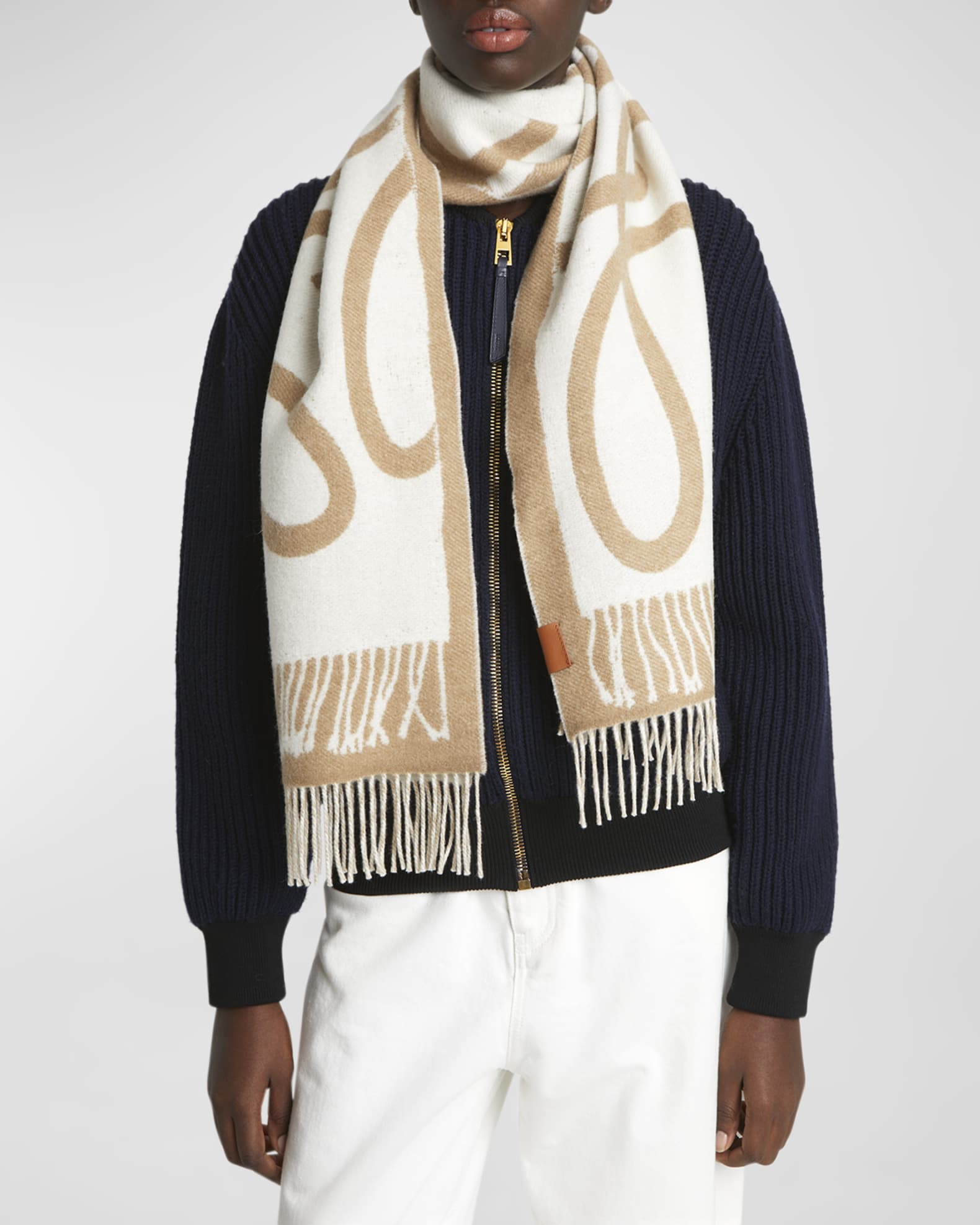 Anagram Scarf Print Wool & Cashmere Scarf