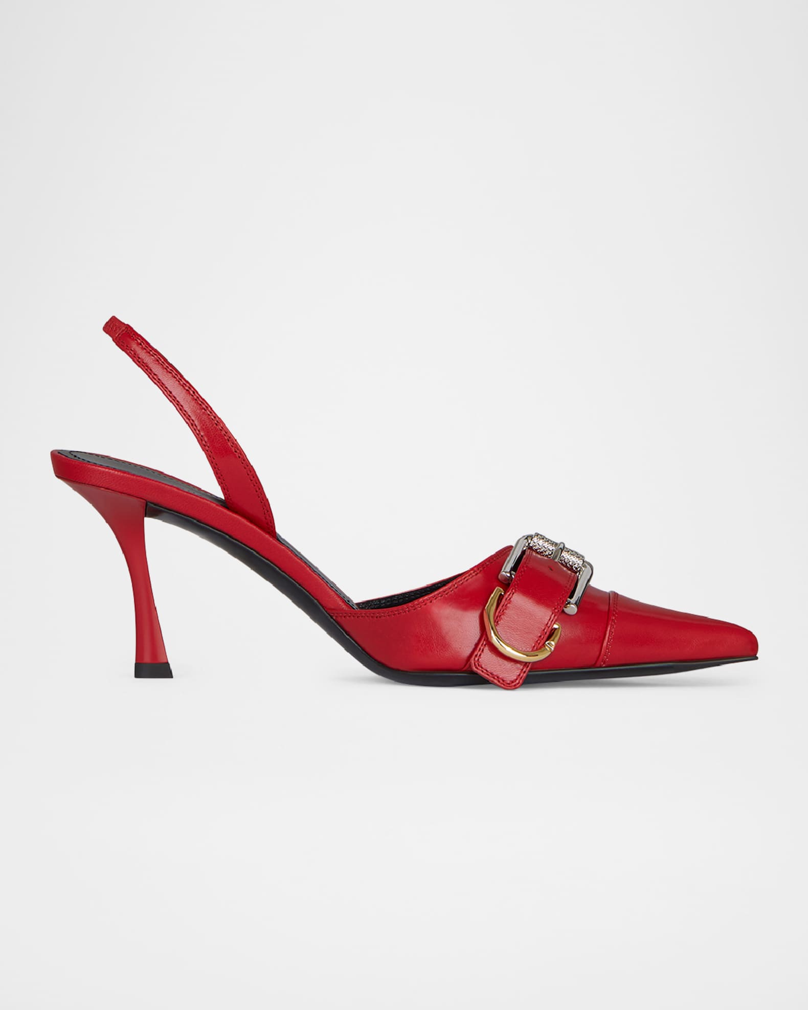 Voyou Leather Buckle Slingback Pumps 0