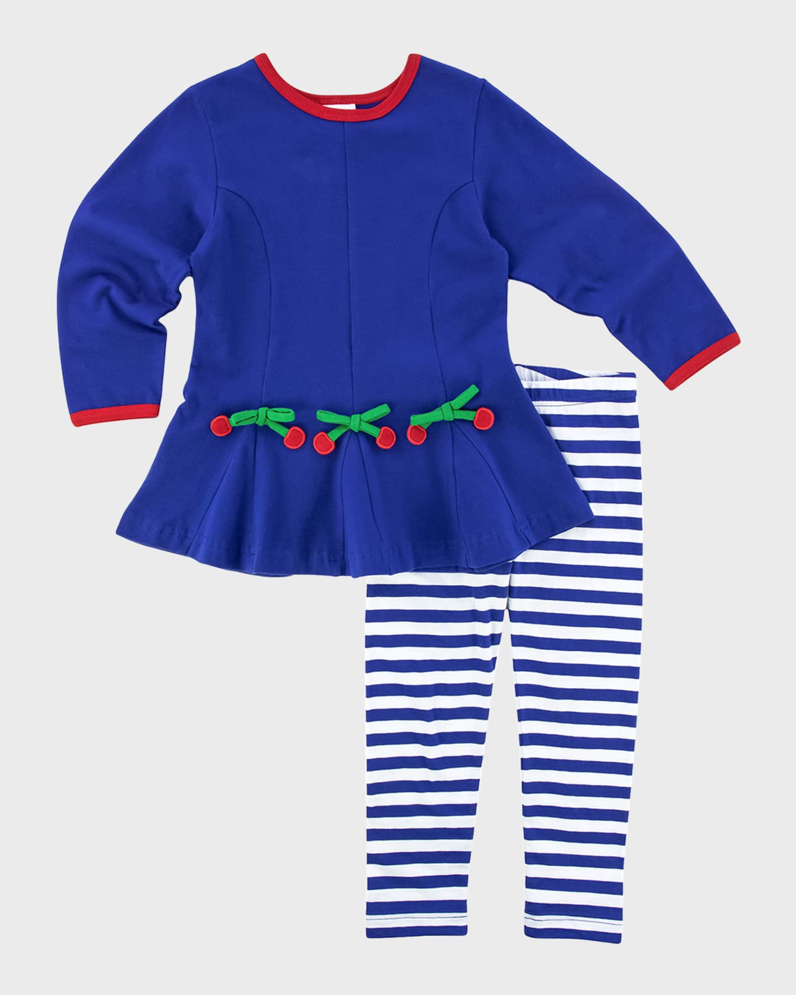 Florence Eiseman Girl s Knit Tunic W Cherries Stripe Leggings Size 2 6 Neiman Marcus