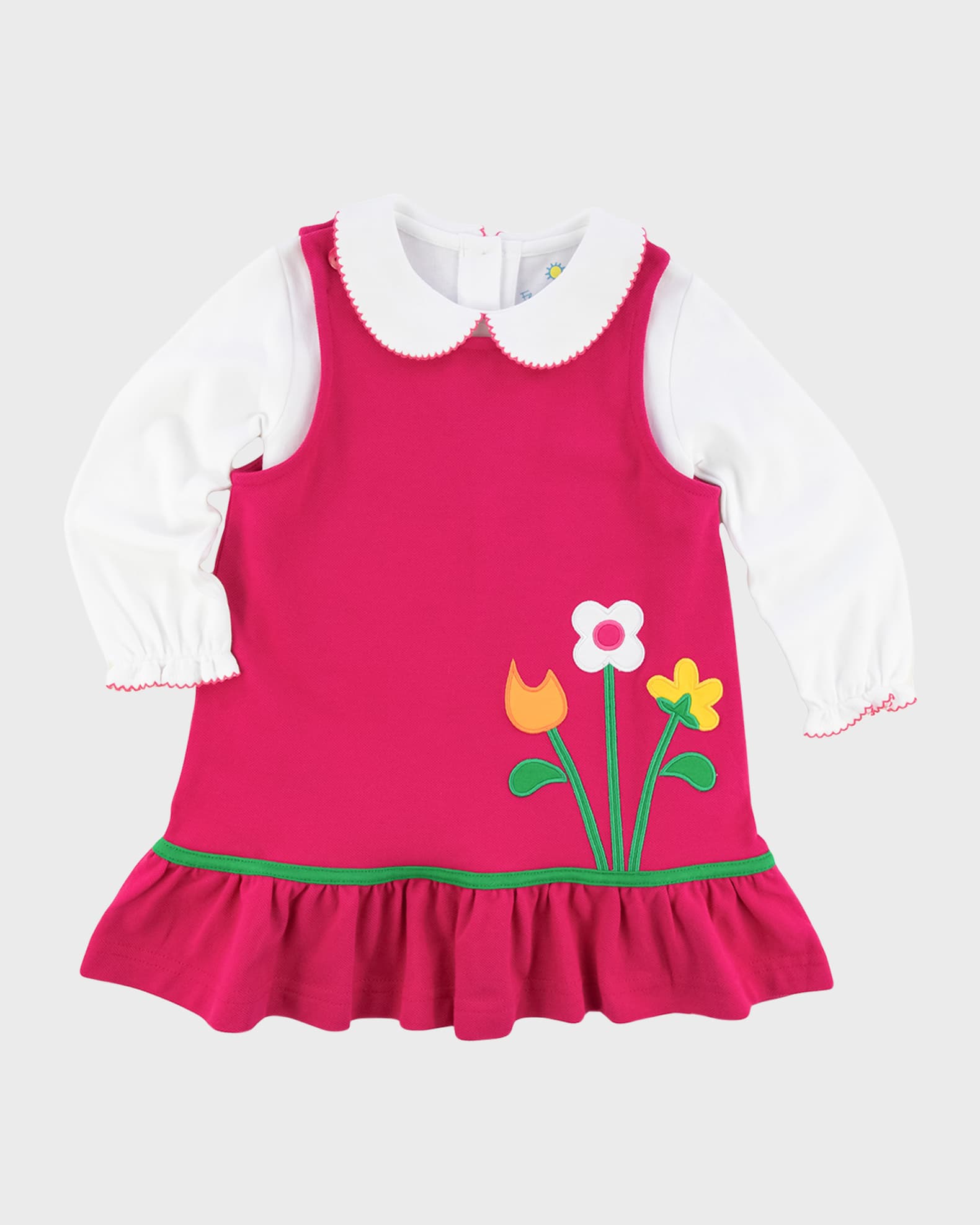 Florence Eiseman Girl's Pique Knit Dress W/ Flowers & Blouse, Size 2-6