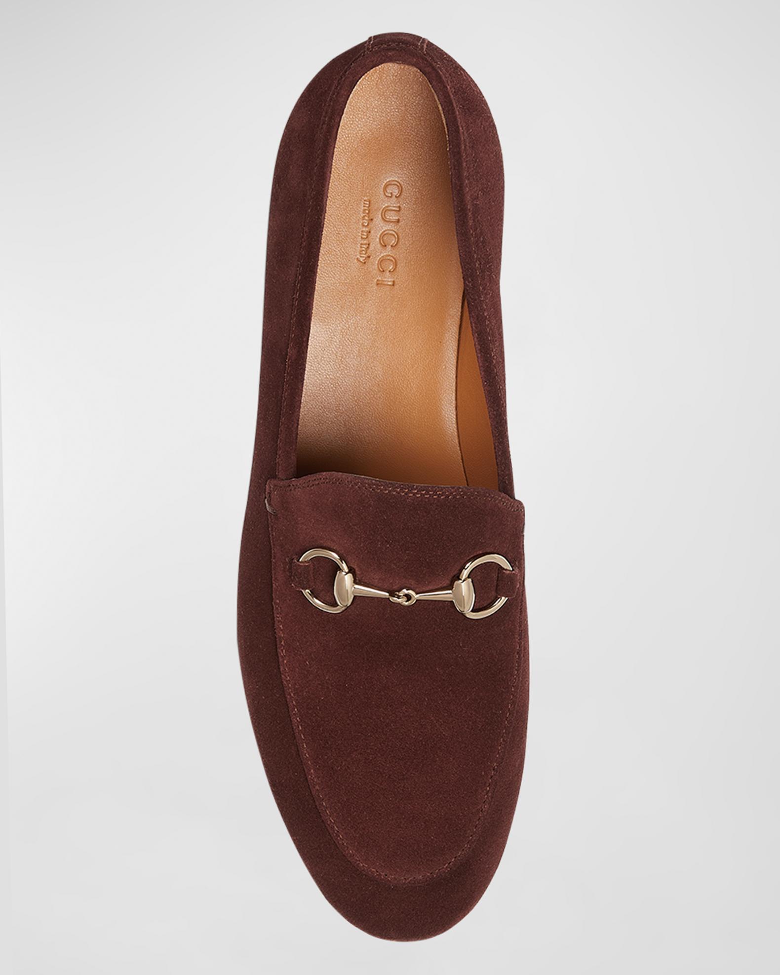 Gucci Jordaan Horsebit Suede Loafers GUCCI Penny Jordaan Horsebit Web Loafers Black Suede 9 G or  main image 4
