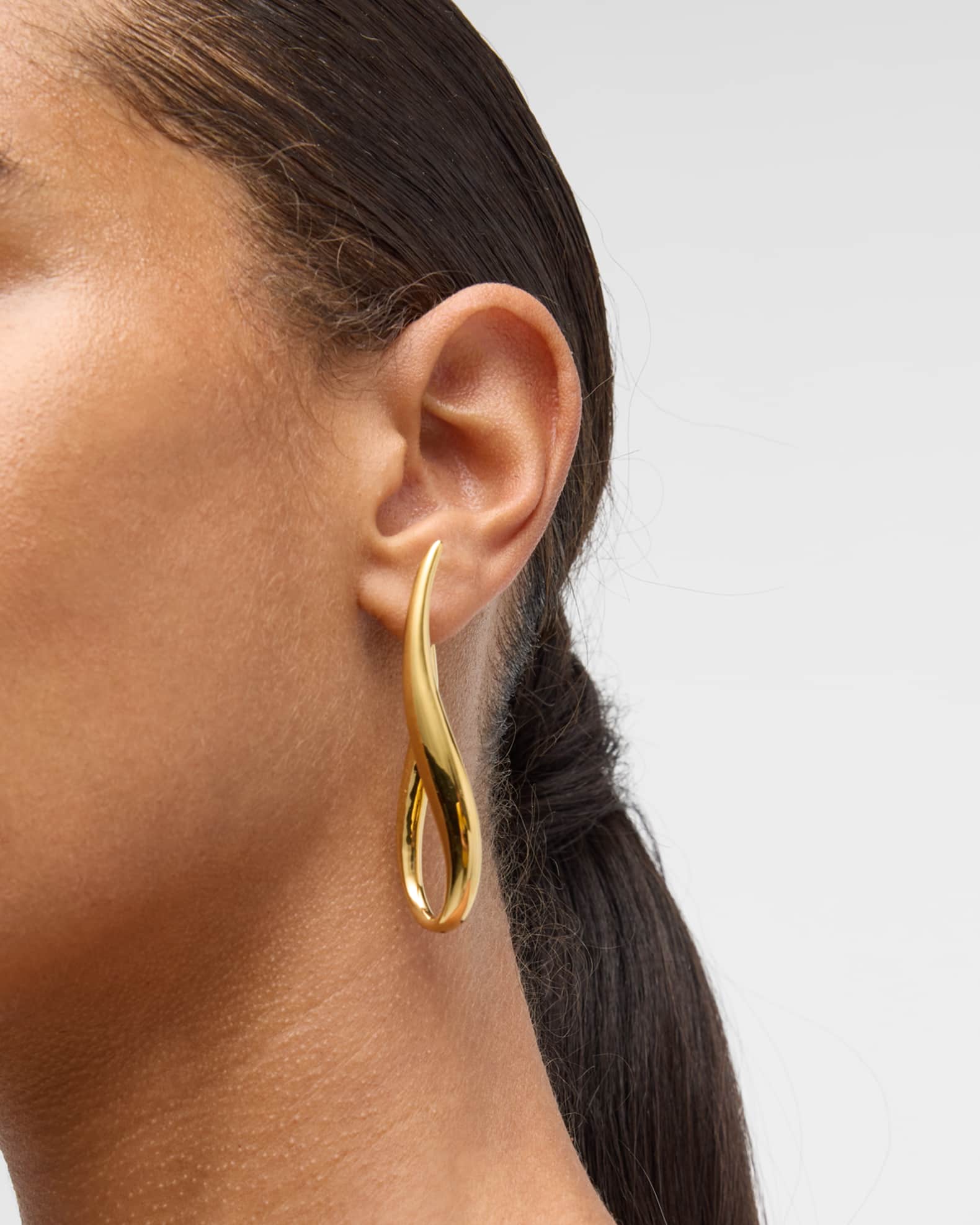 Golden Dreams 18K Yellow Gold Elongated Wavy Hoop Earrings 1