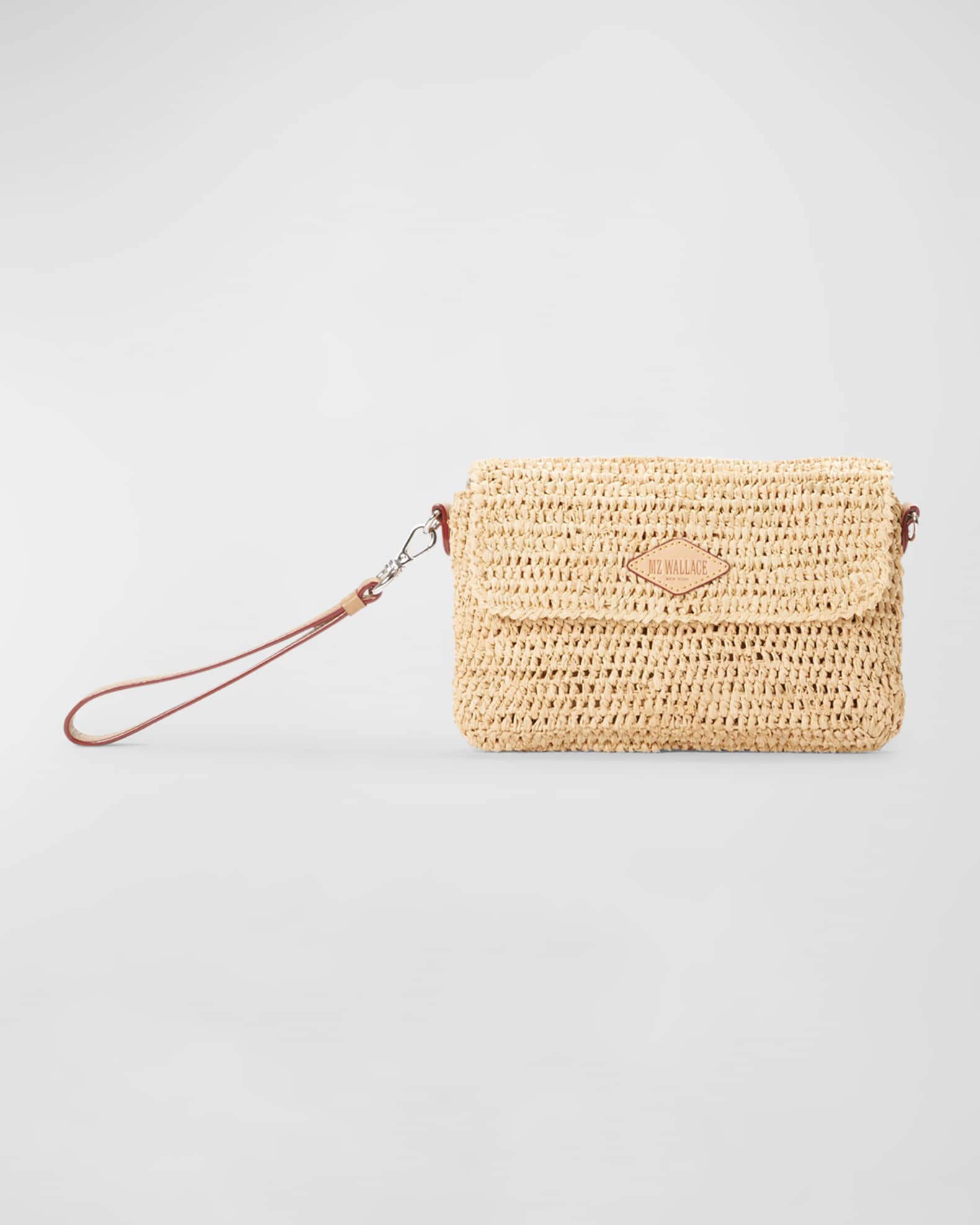 MZ WALLACE Convertible Flap Raffia Crossbody Bag