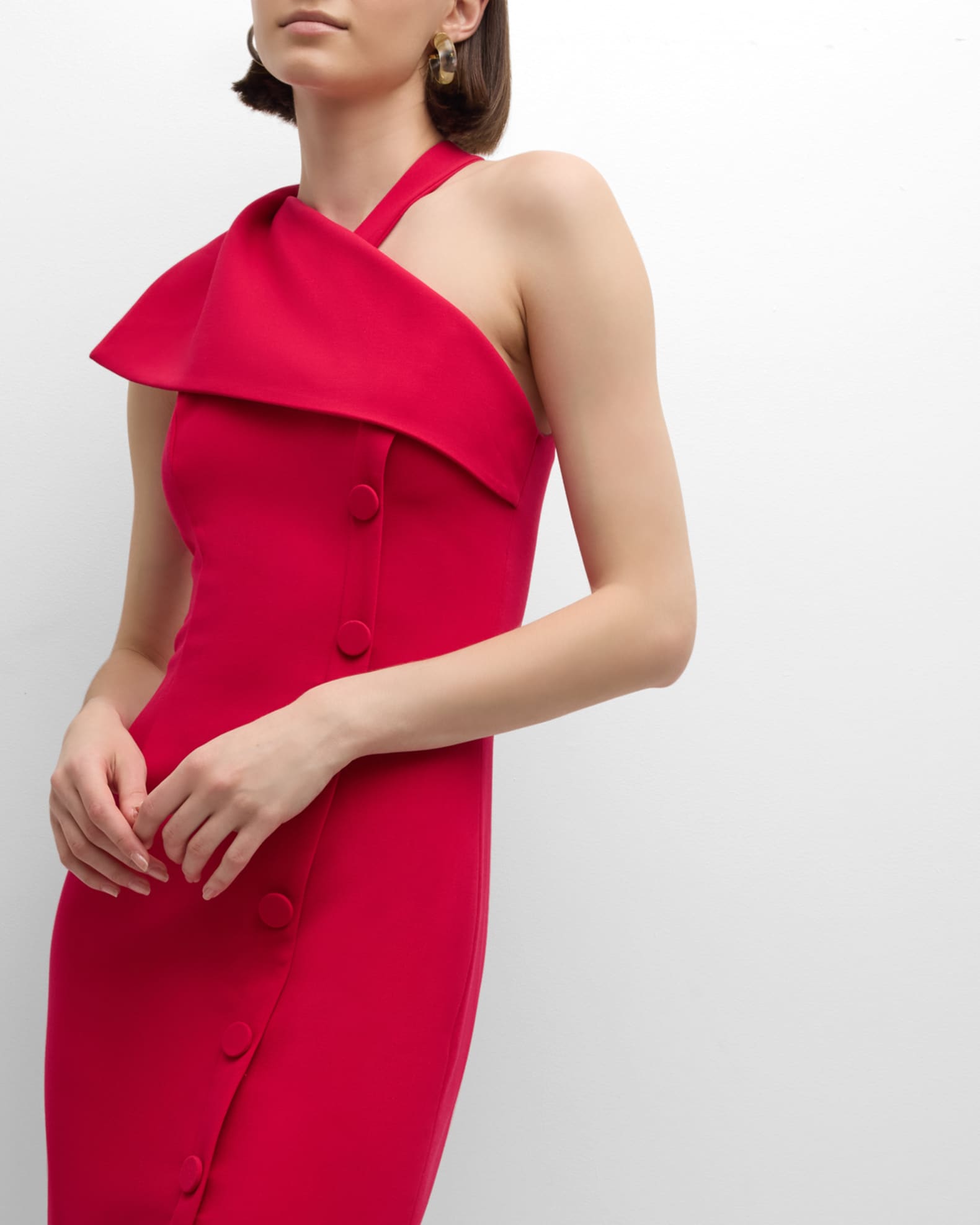Asymmetric button front dress clearance
