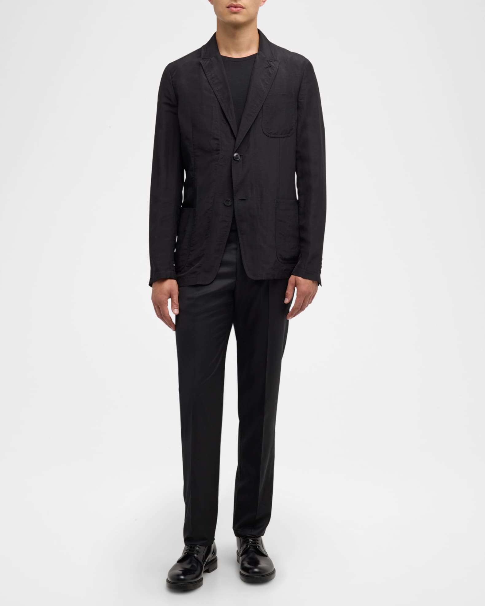 Giorgio Armani Men's Flat-Front Wool Trousers | Neiman Marcus