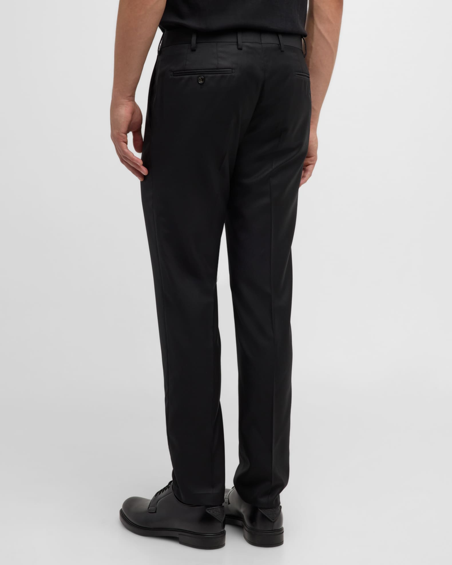 Giorgio Armani Men's Flat-Front Wool Trousers | Neiman Marcus