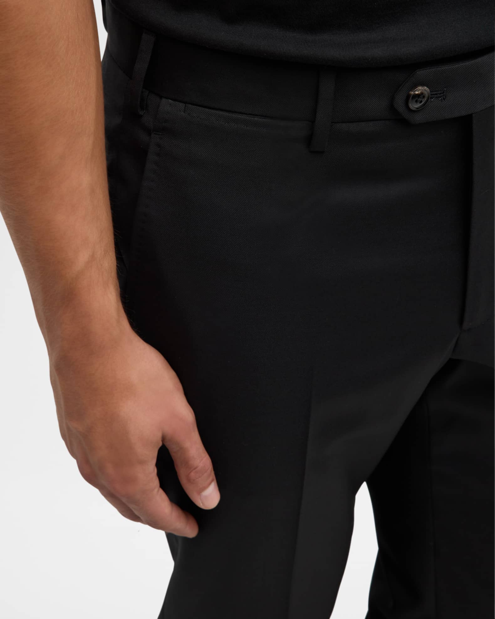Giorgio Armani Men's Flat-Front Wool Trousers | Neiman Marcus