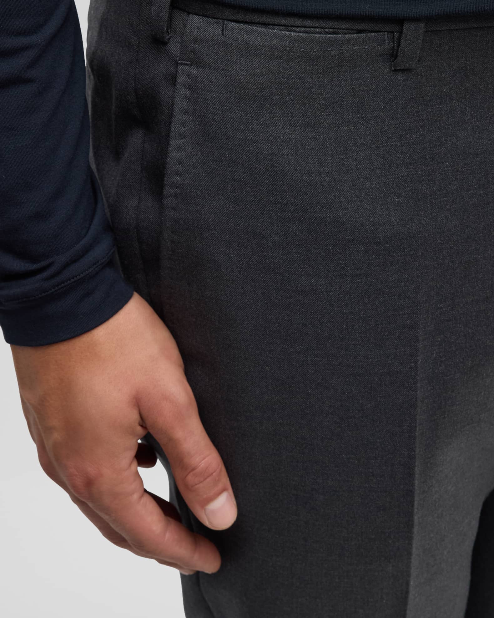 Giorgio Armani Men's Solid Wool Flat-Front Trousers | Neiman Marcus