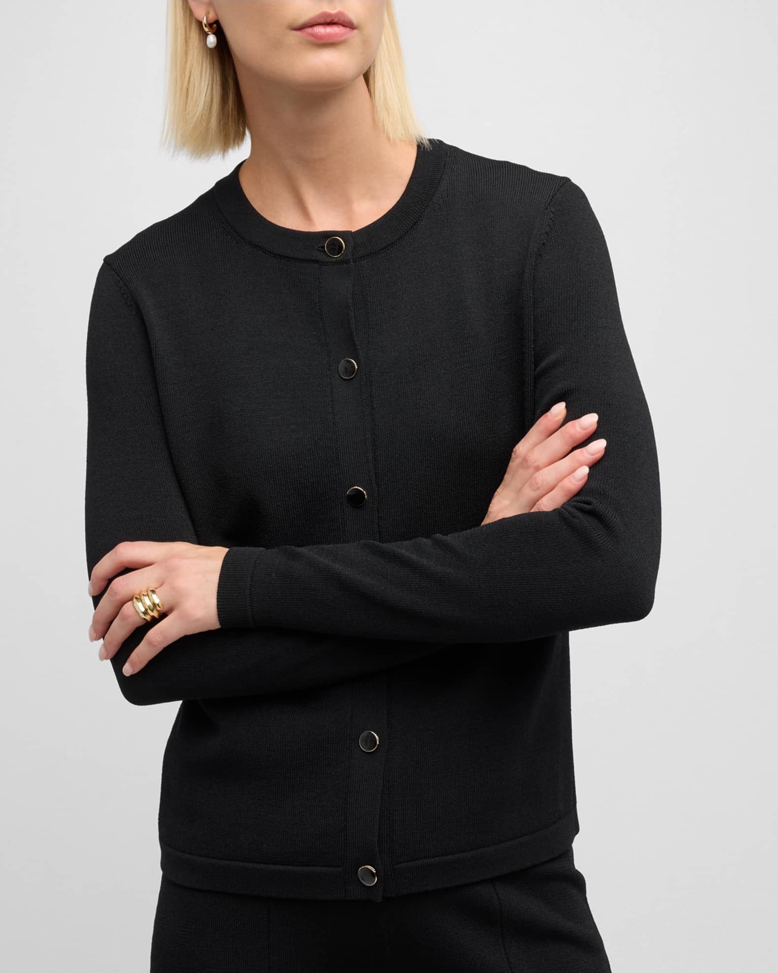 St. John Santiago Knit Crewneck Cardigan | Neiman Marcus