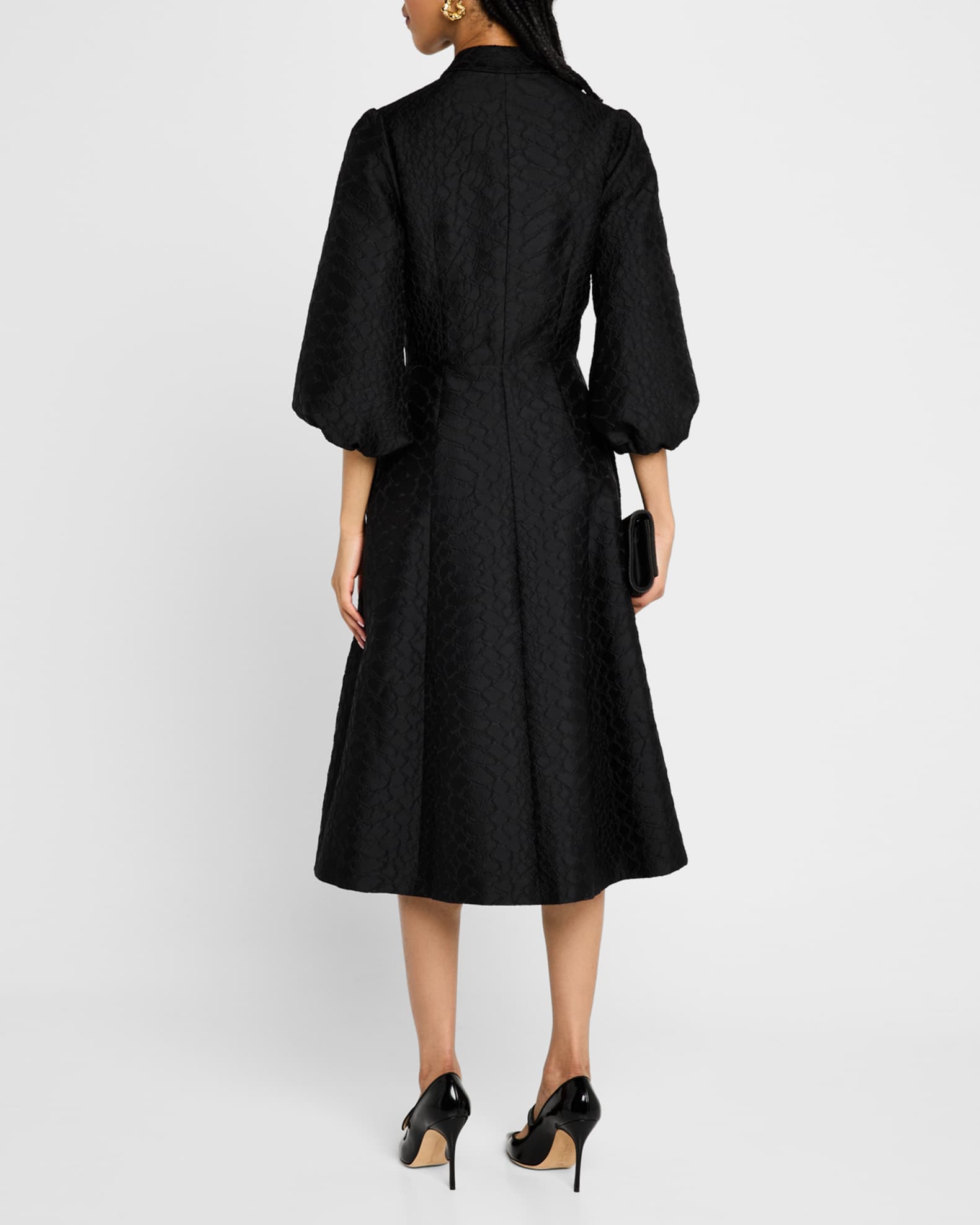 女性が喜ぶ♪ Rickie Freeman for Teri Jon Pearly-Trim Jacquard Midi ワンピース
