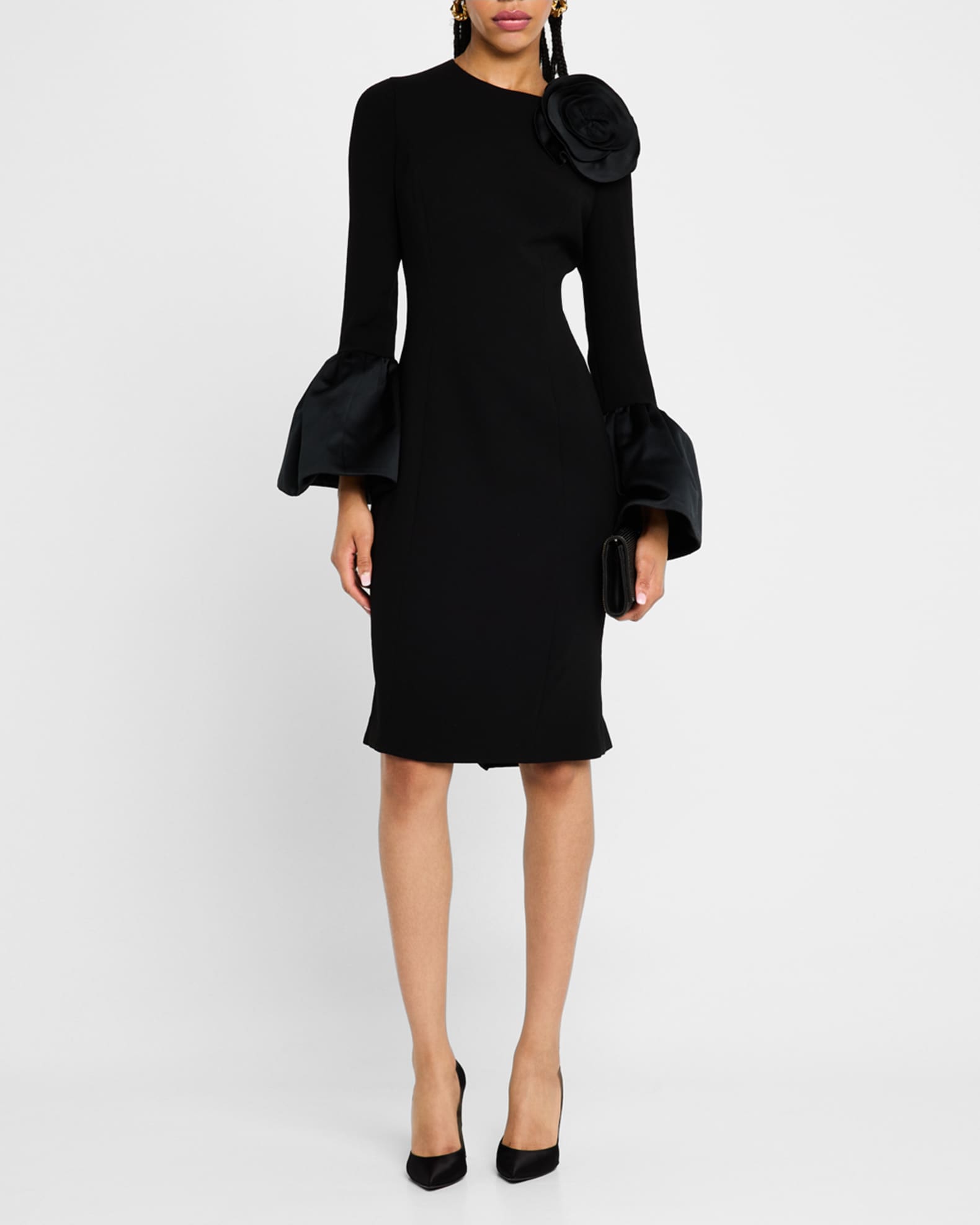 Bell-Sleeve Floral Applique Dress 1