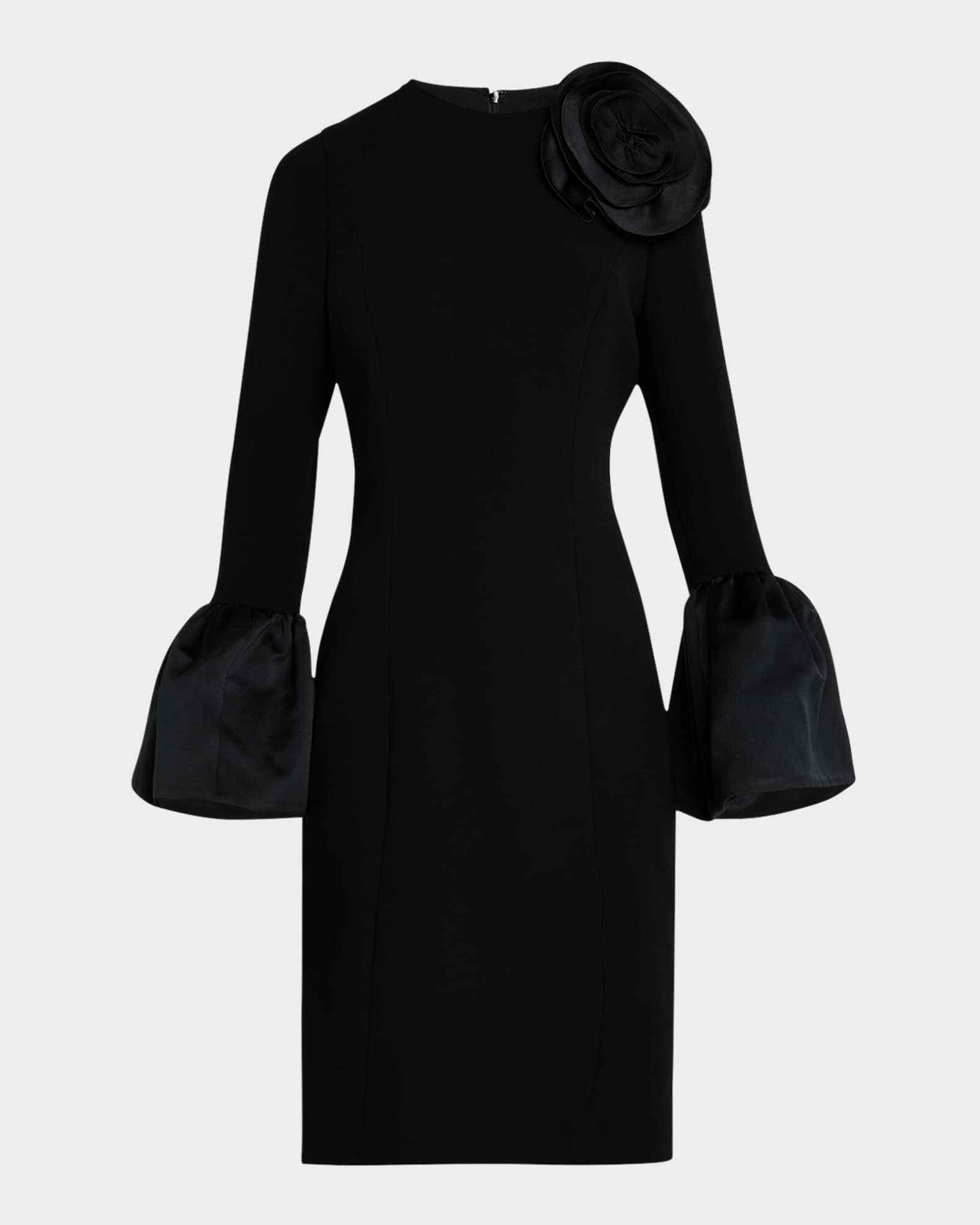 Bell-Sleeve Floral Applique Dress 0